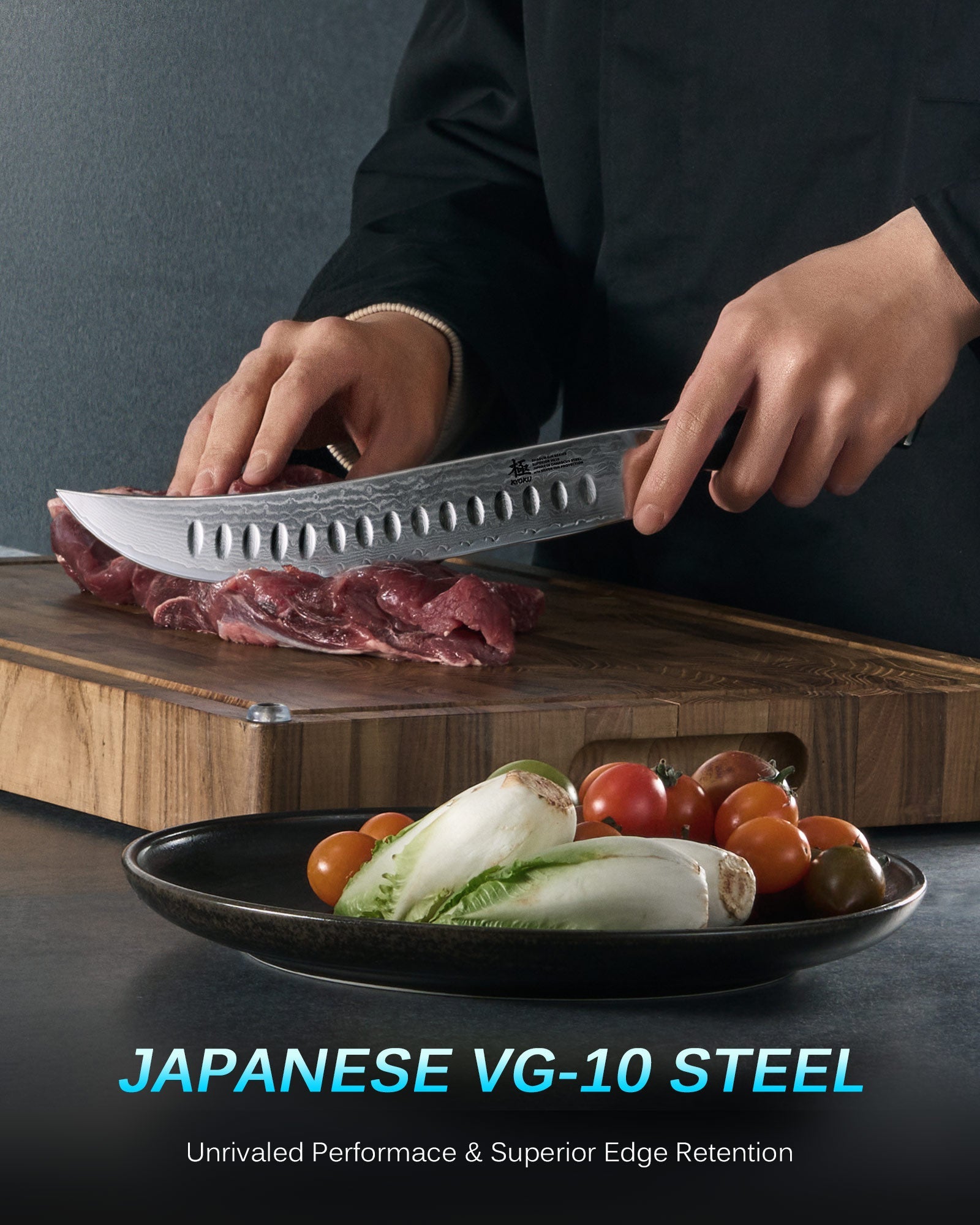 10" Brisket Butcher Knife VG10 Damascus Steel Silver-ion Coating | Gin Series