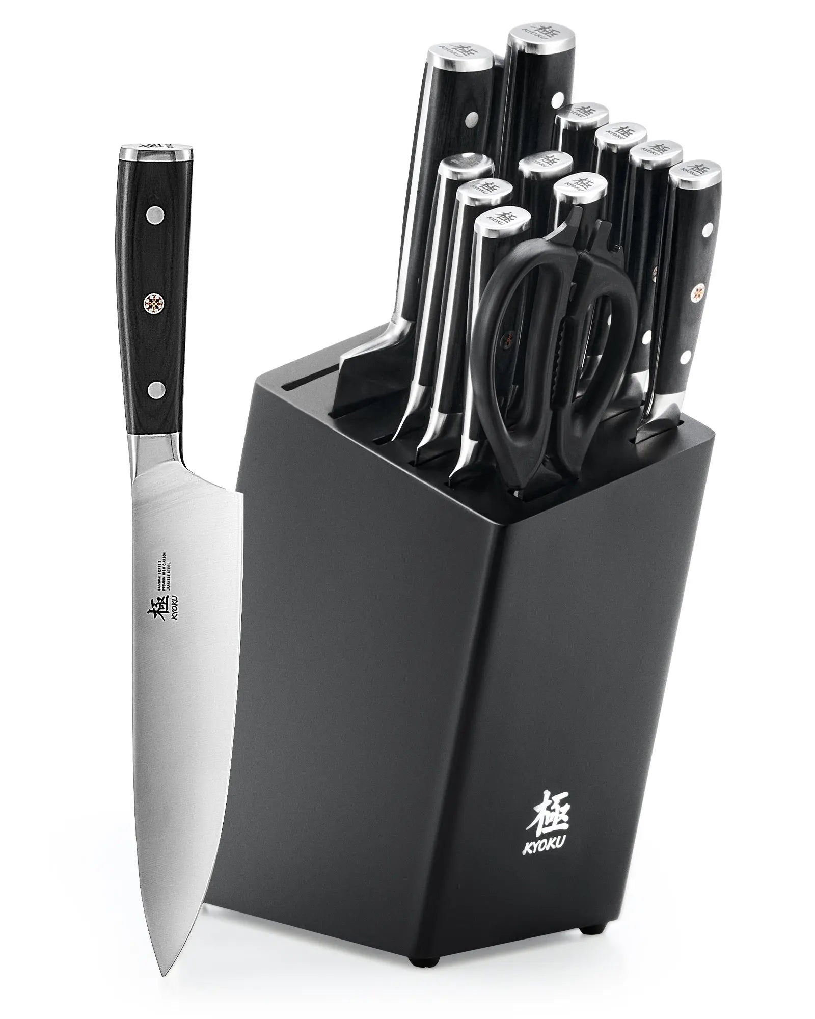 15pc Knife Block Set With Sharpening Steel & Shears|Samurai Series Kyoku Knives