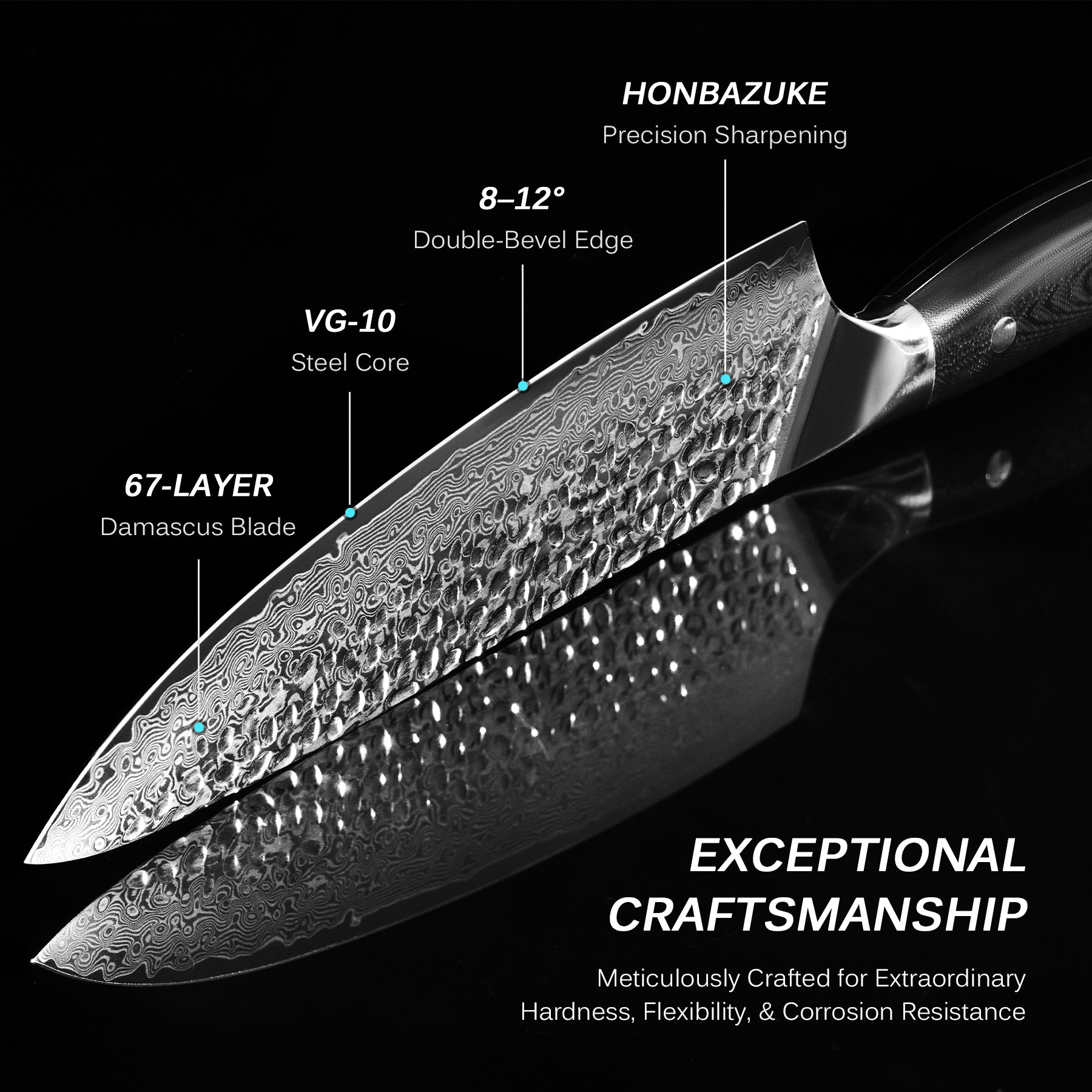 8" Chef Knife VG10 Damascus Blade Steel | Shogun Series