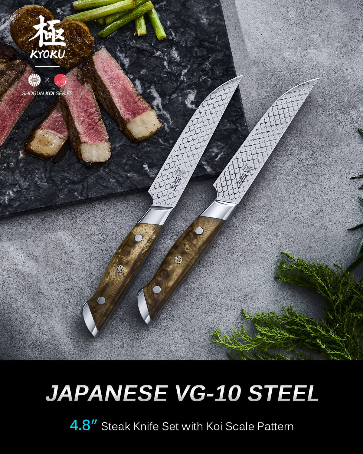 4-piece 4.8" Steak Knife Set VG10 Steel For Gift| KOI Series