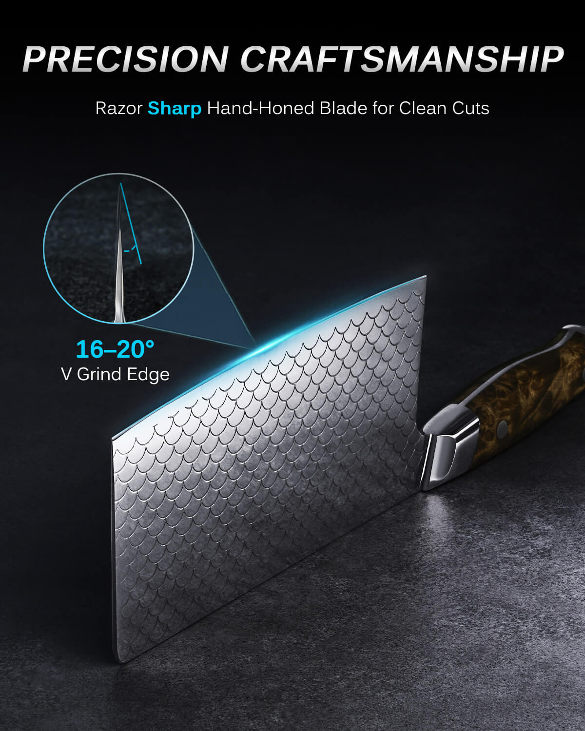 7" Cleaver Knife VG10 Steel For Gift| KOI Series