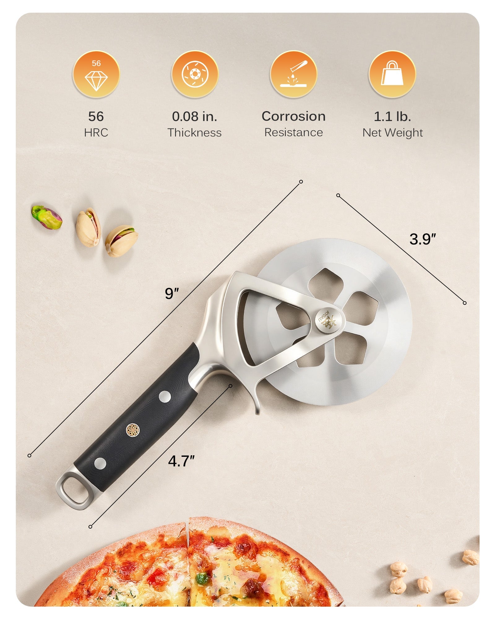 4" Detachable Pizza Wheel Cutter | Shogun Series