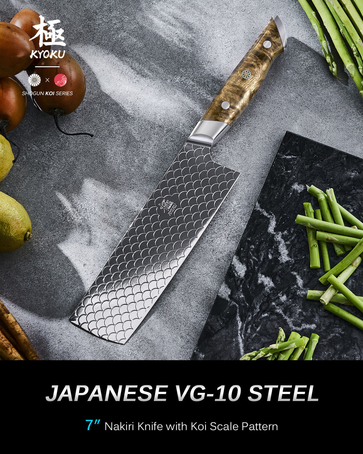 7" Nakiri Knife VG10 Steel For Gift | KOI Series