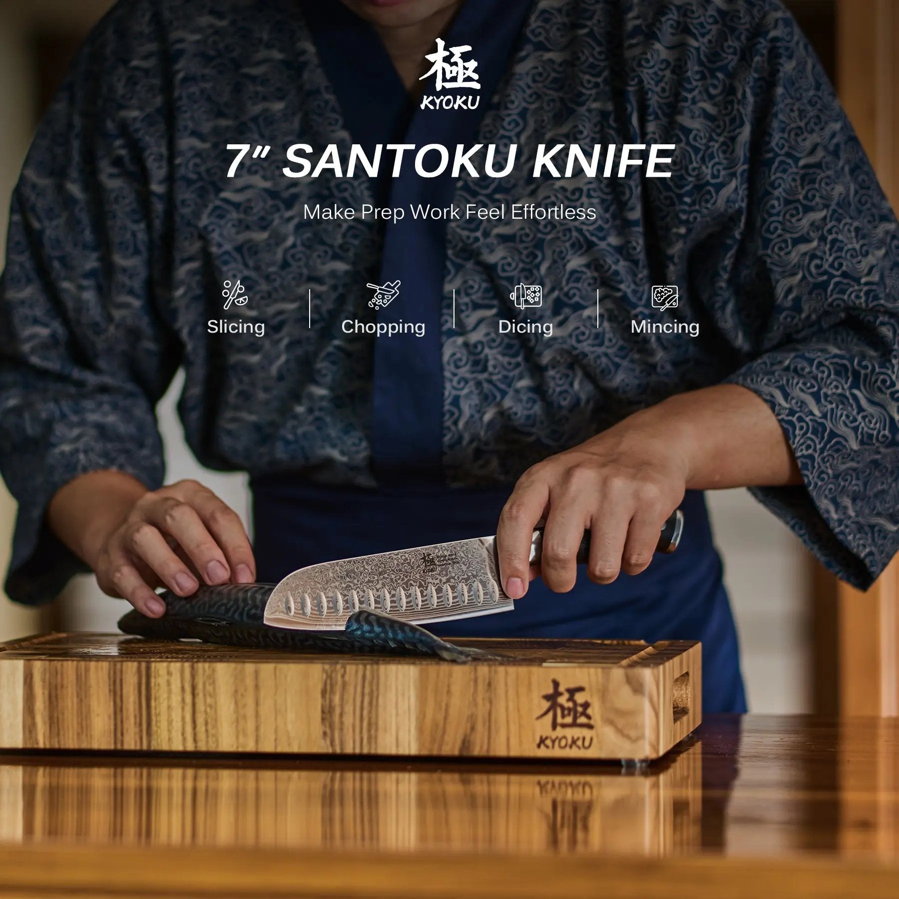 7" Japanese Santoku Knife Damascus VG10 | Shogun Series Kyoku Knives