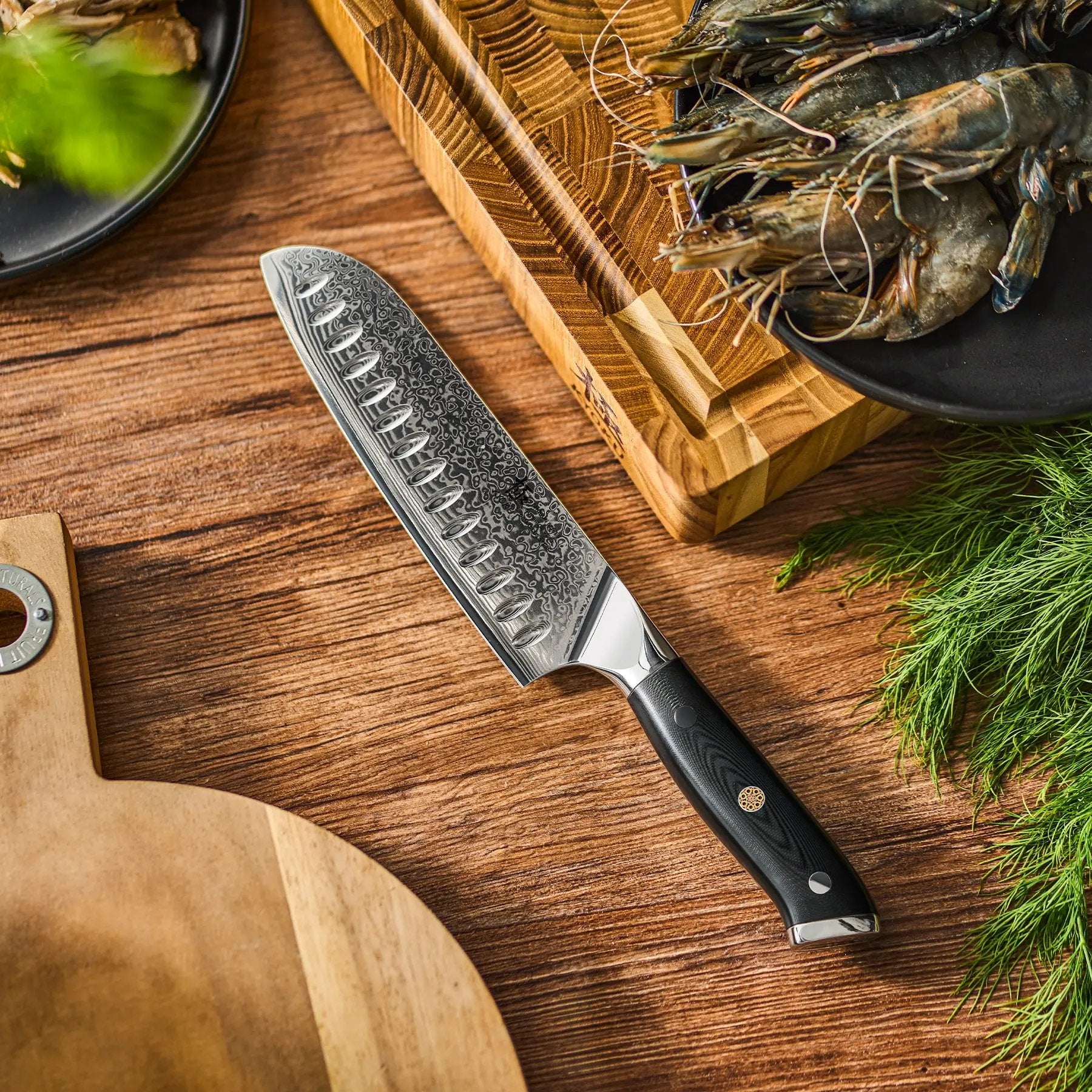 7" Japanese Santoku Knife Damascus VG10 | Shogun Series Kyoku Knives