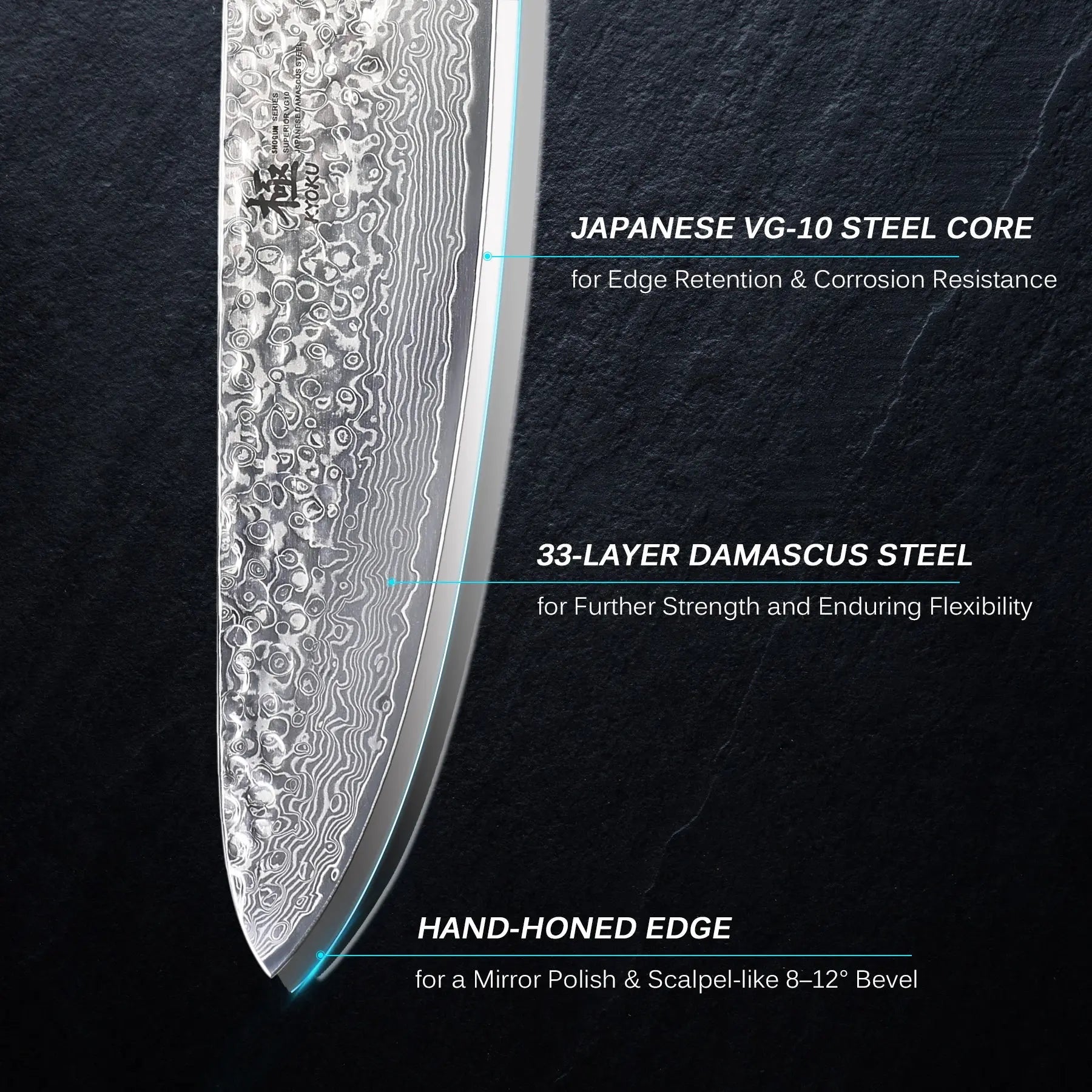 Sharpener’s Bundle: Chef Knife + Whetstone| Shogun Series Kyoku Knives
