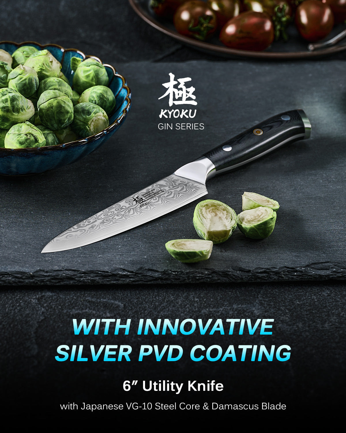 Kyoku Japanese Utility Knives | Precise Cutting with Damascus Steel