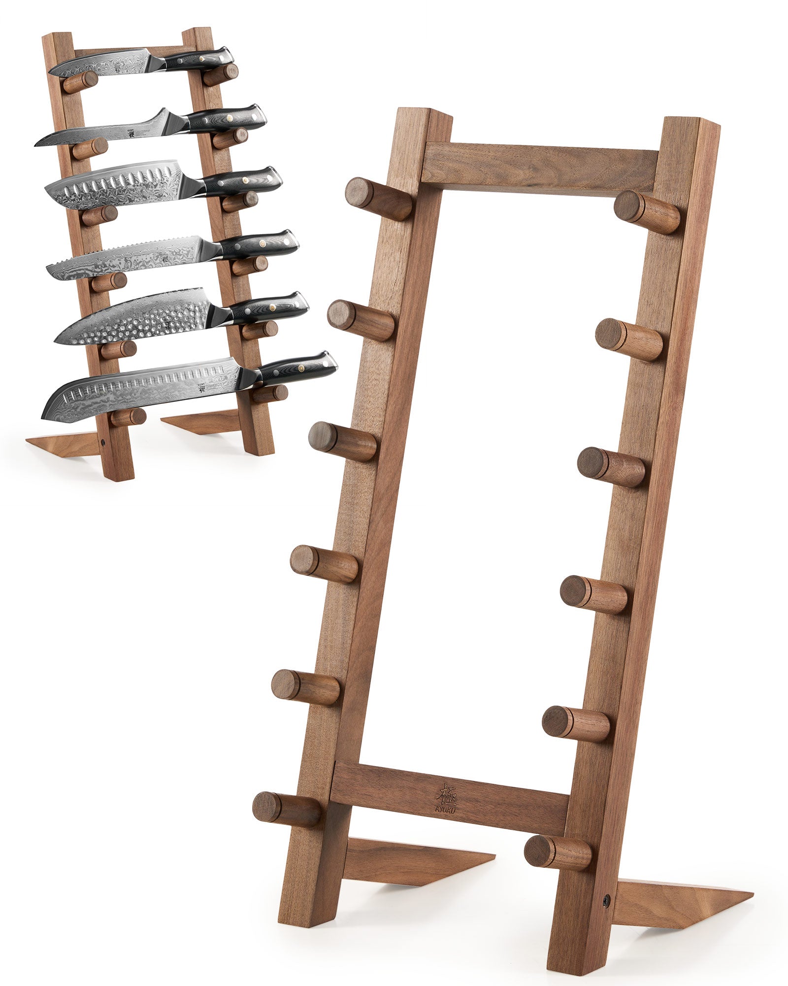 6 Layer Natural Wood Knife Display Stand