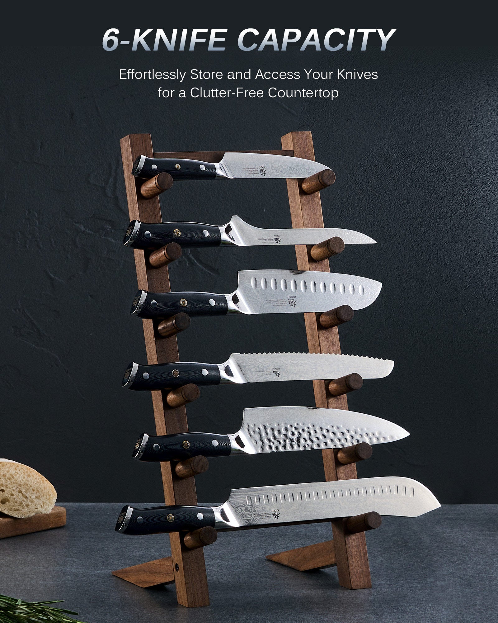 6 Layer Natural Wood Knife Display Stand