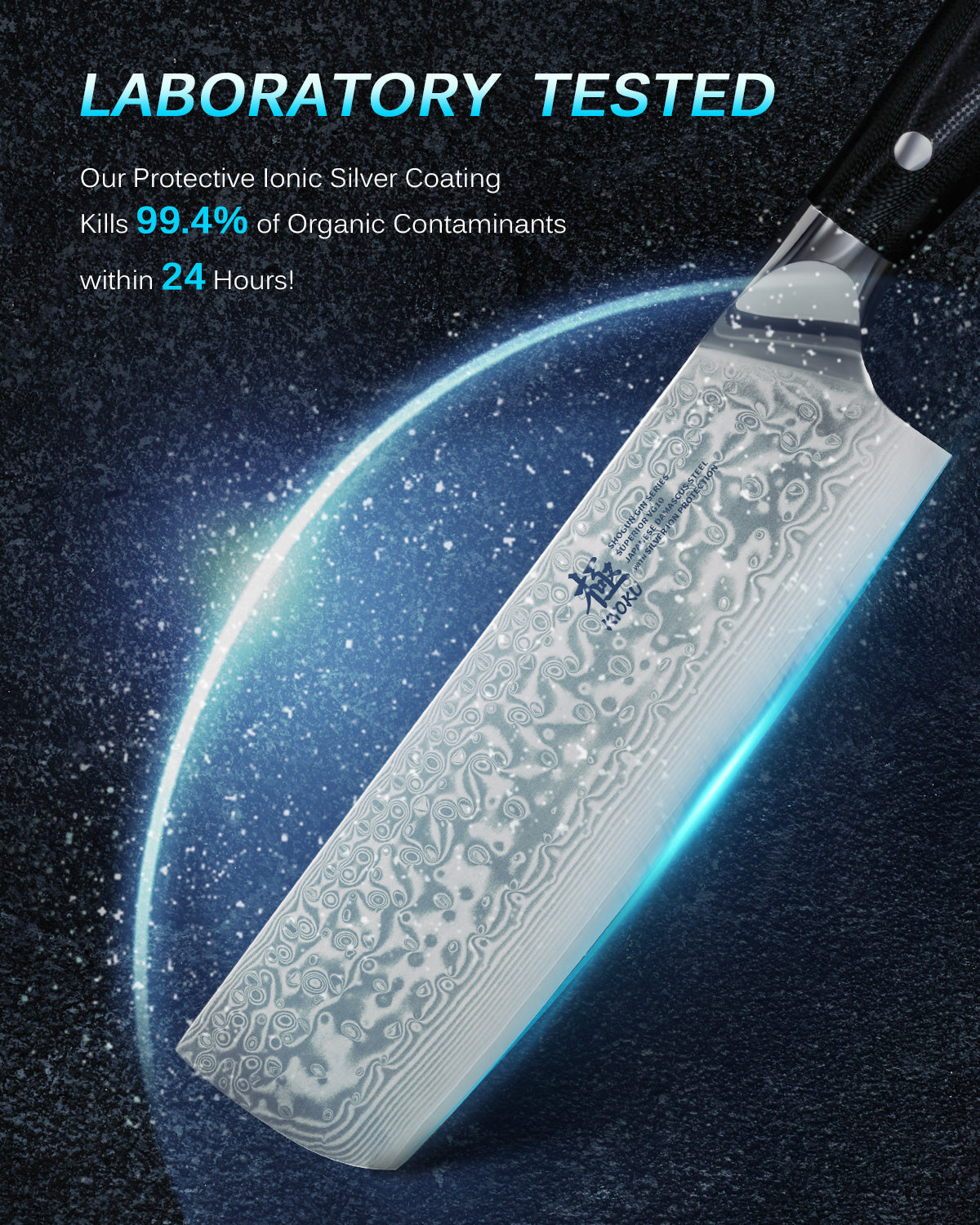 Japanese Nakiri Knives VG10 Damascus Steel Silver-ion Coating | Kyoku Knives