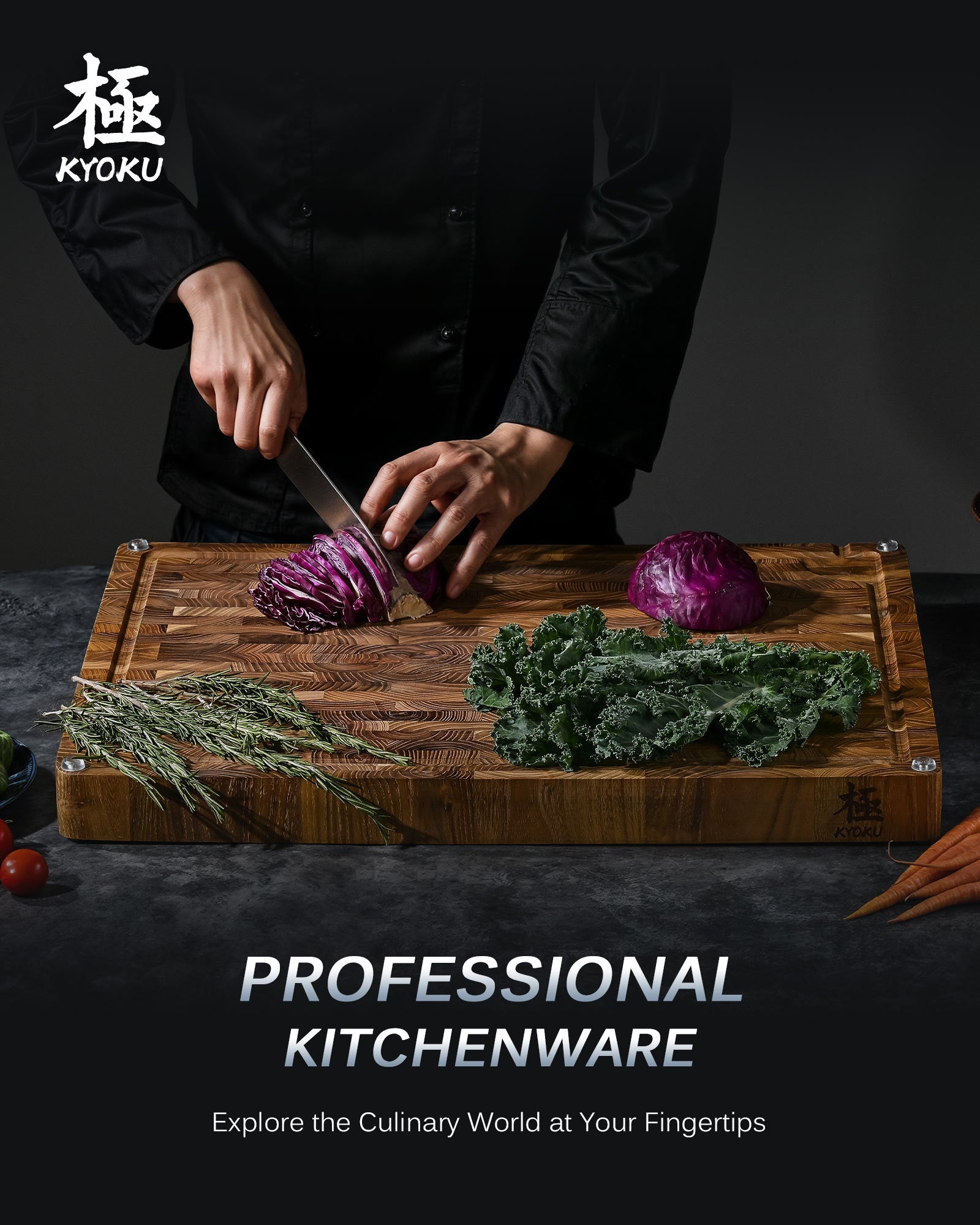 End Grain Teak Wood Cutting Board 丨Kyoku Knives