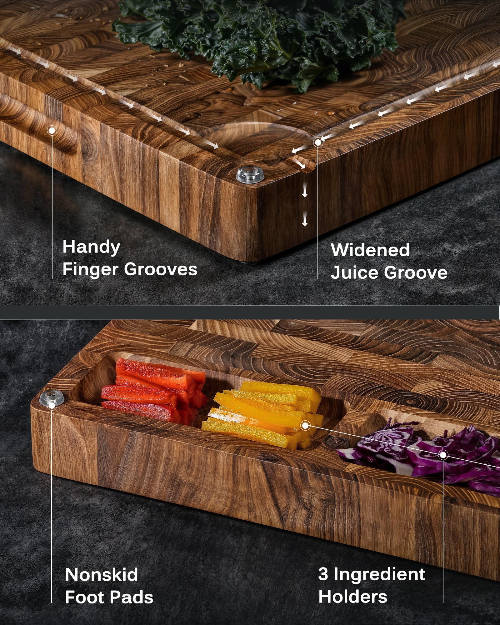 End Grain Teak Wood Cutting Board 丨Kyoku Knives