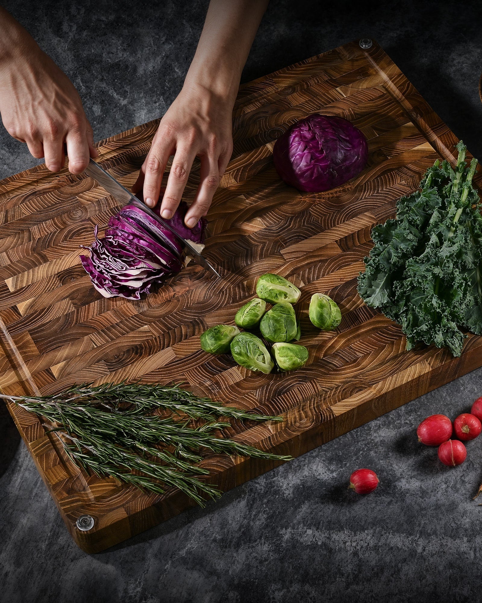 End Grain Teak Wood Cutting Board 丨Kyoku Knives