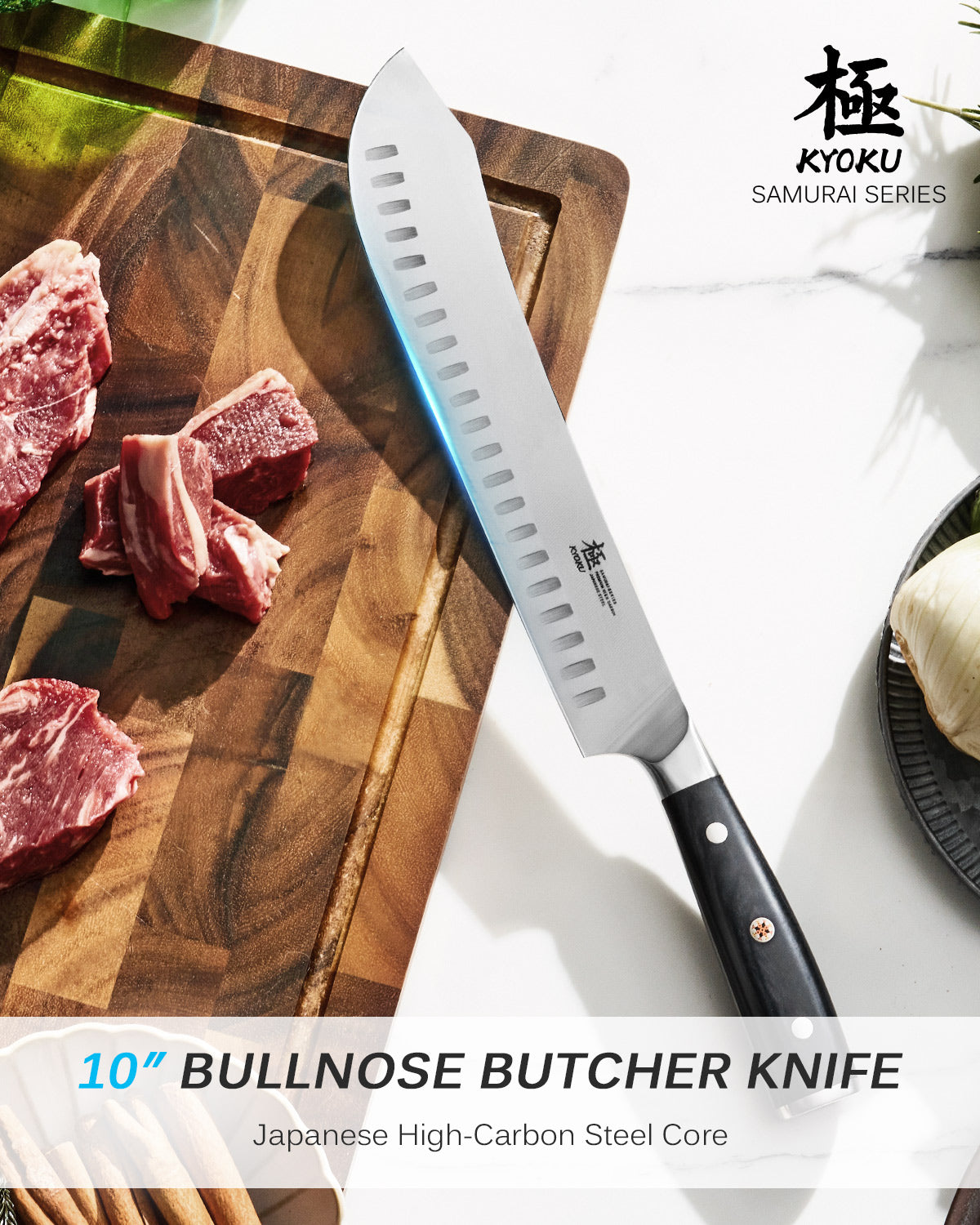 Kyoku Bullnose Butcher Knife 10 - Japanese High Carbon Steel丨Samurai Series