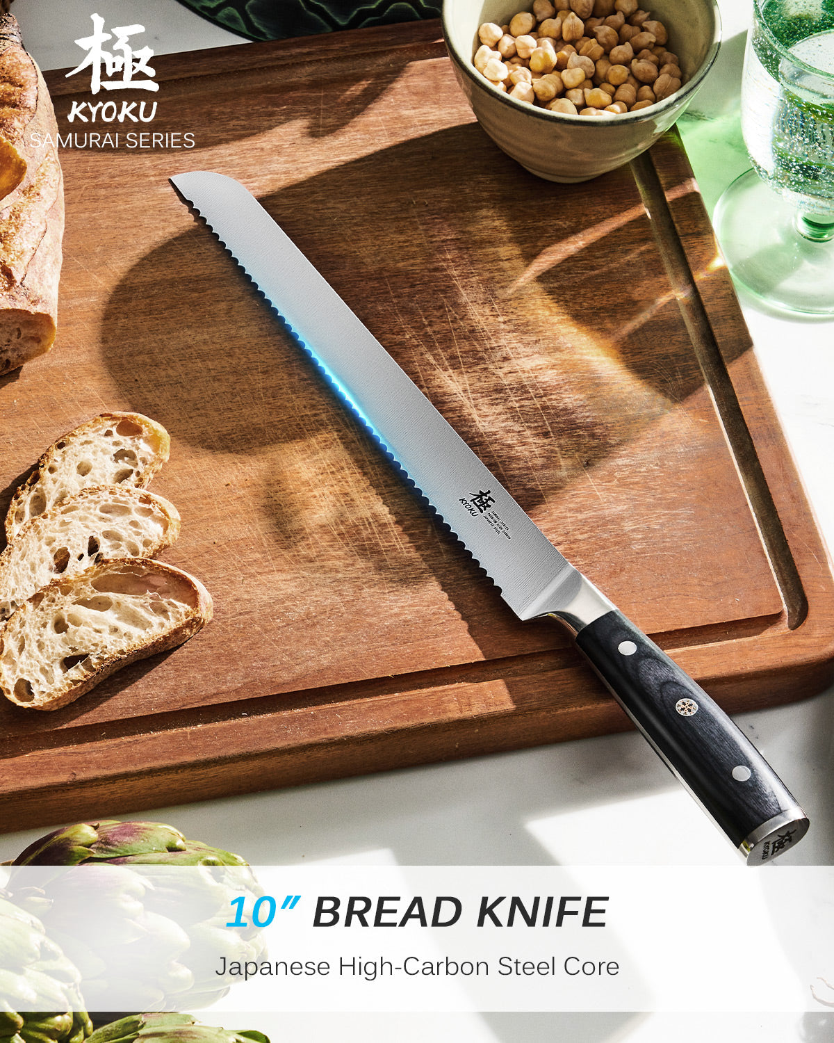 Choice 10 Serrated Edge Slicing / Bread Knife with Black Handle