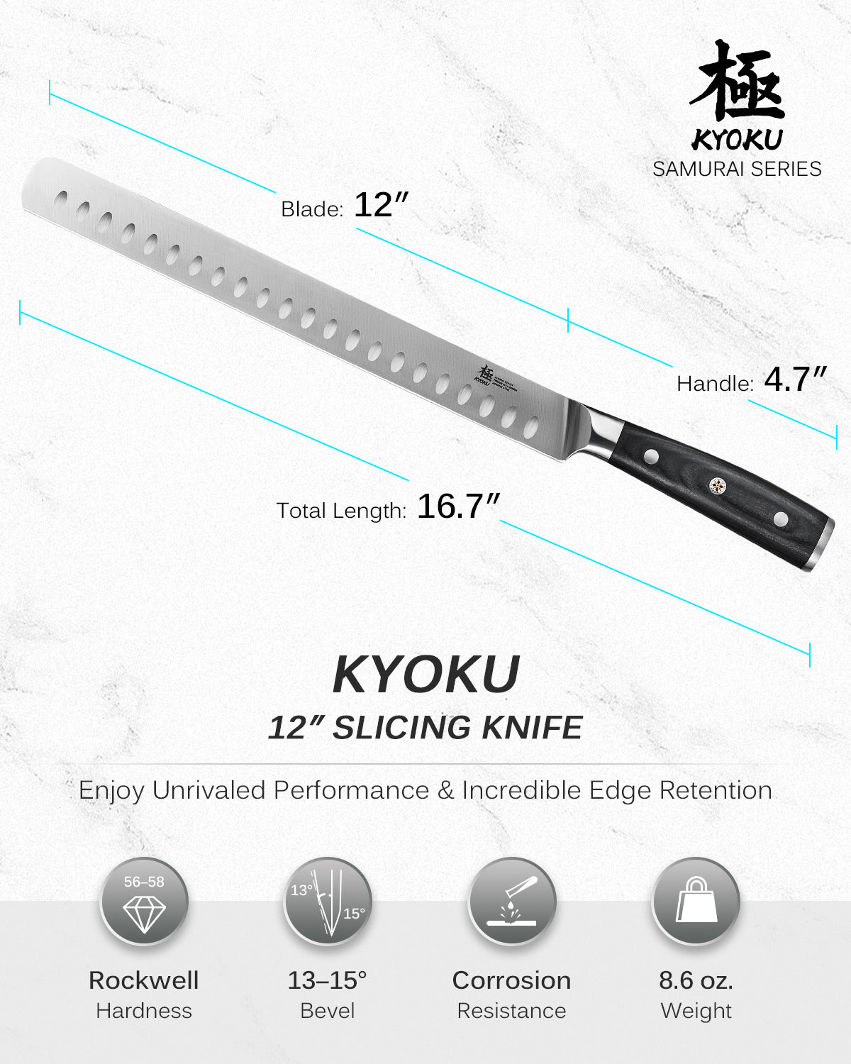 12" Slicing Knife | Samurai Series Kyoku Knives