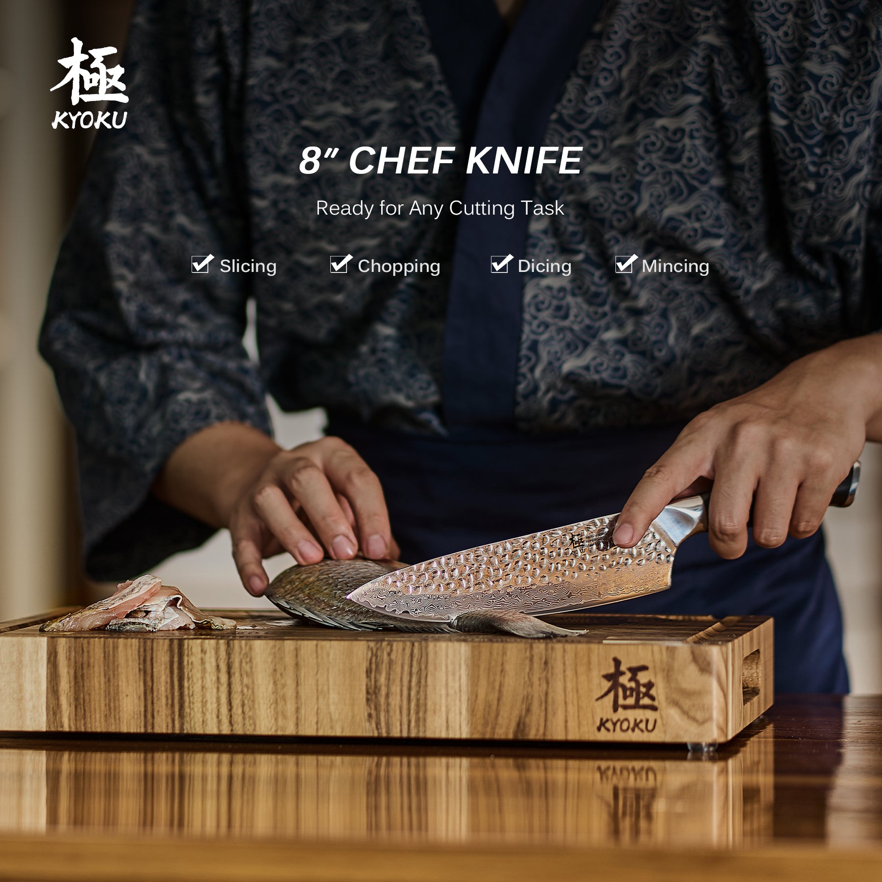 8" Chef Knife VG10 Damascus Blade Steel | Shogun Series