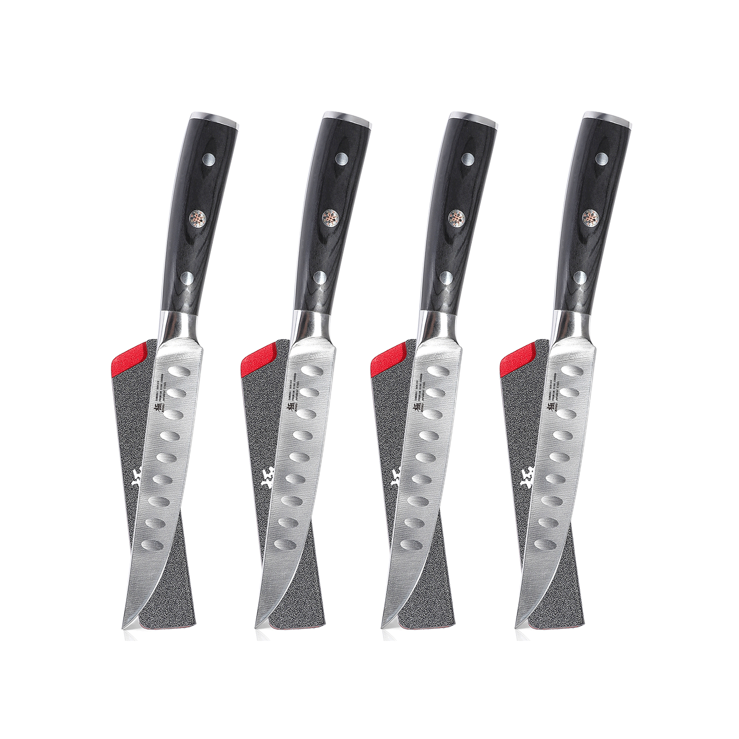 KYOKU Samurai Series - 5 Steak Knives Set of 4 with Sheath & Case - Full  Tang - Japanese High Carbon Steel - Pakkawood Handle with Mosaic Pin