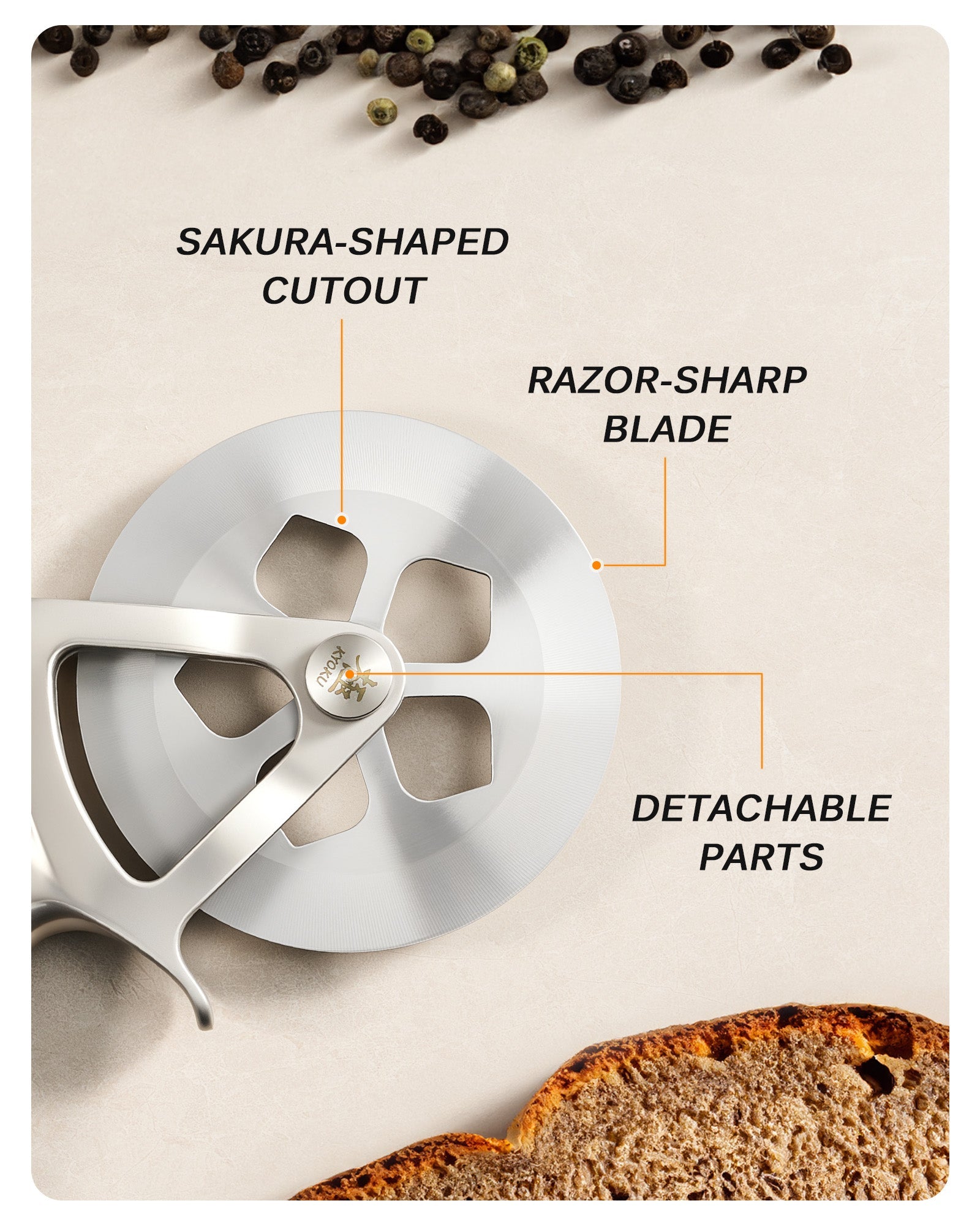 4" Detachable Pizza Wheel Cutter | Shogun Series