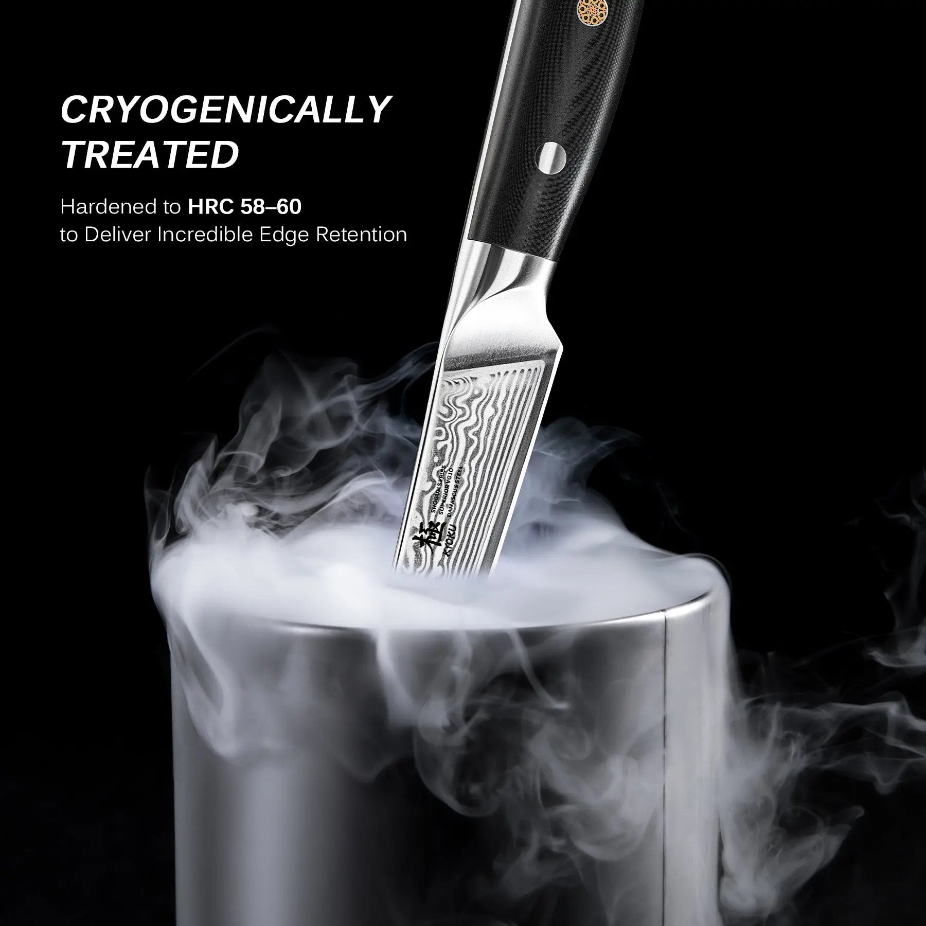 4pc Non-Serrated VG10 Damascus Steel Steak Knife Set | Shogun Series Kyoku Knives