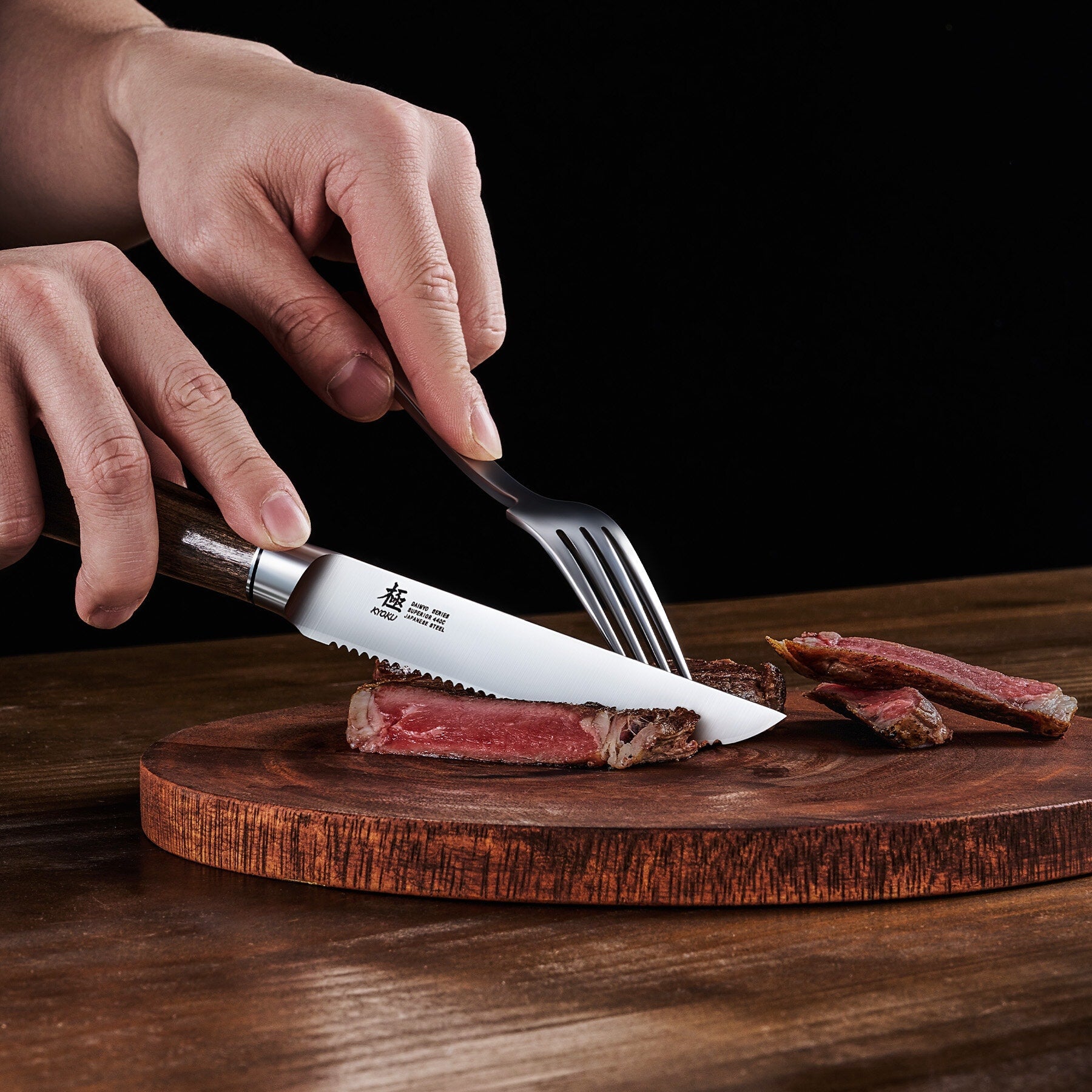 Kyoku 4pcs Non-Serrated Damascus Steel Steak Knife Set 丨Shogun Series