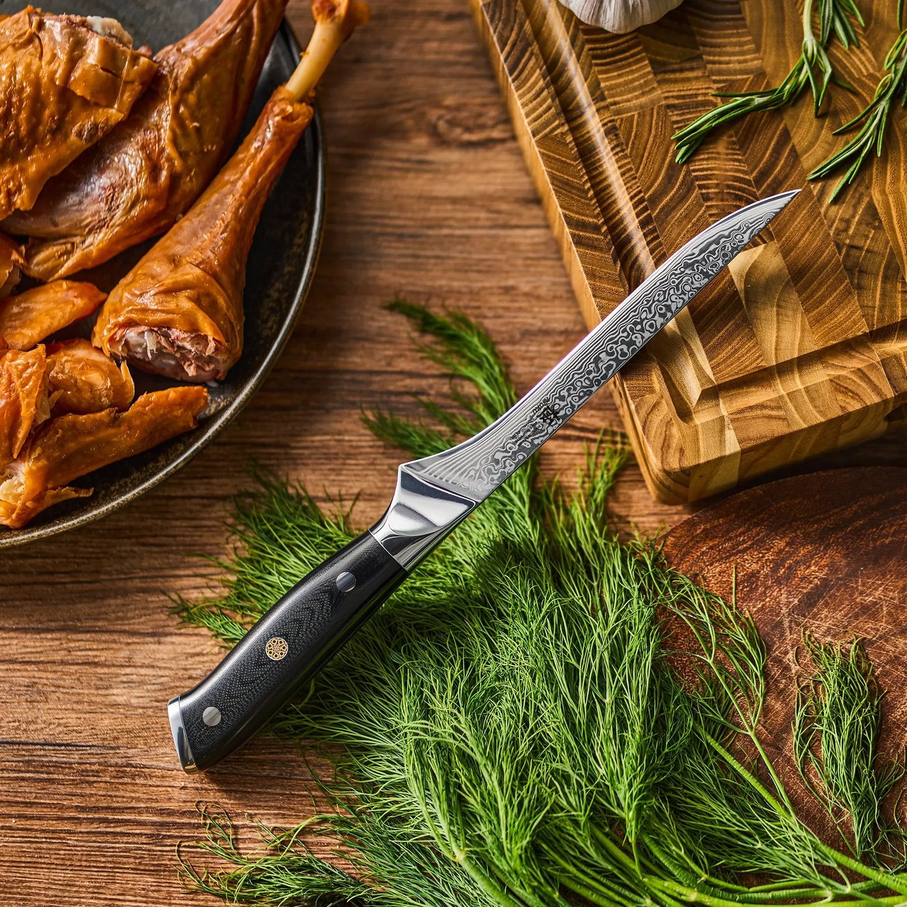 7" Boning Knife VG-10 Damascus Steel | Shogun Series Kyoku Knives