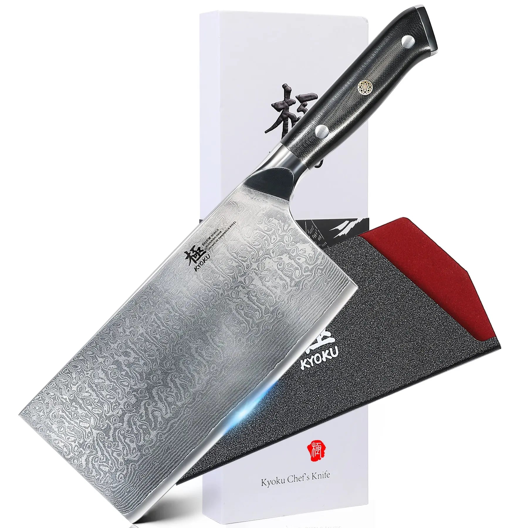 7" Cleaver Knife VG-10 Damascus Steel | Shogun Series Kyoku Knives