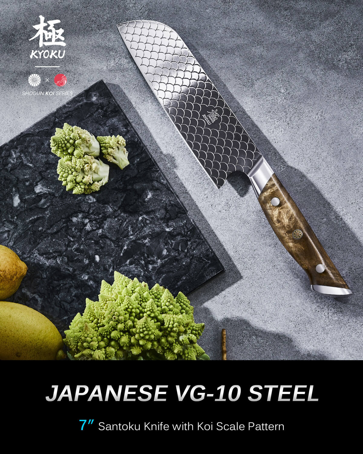 7" Santoku Knife VG10 Steel For Gift| KOI Series