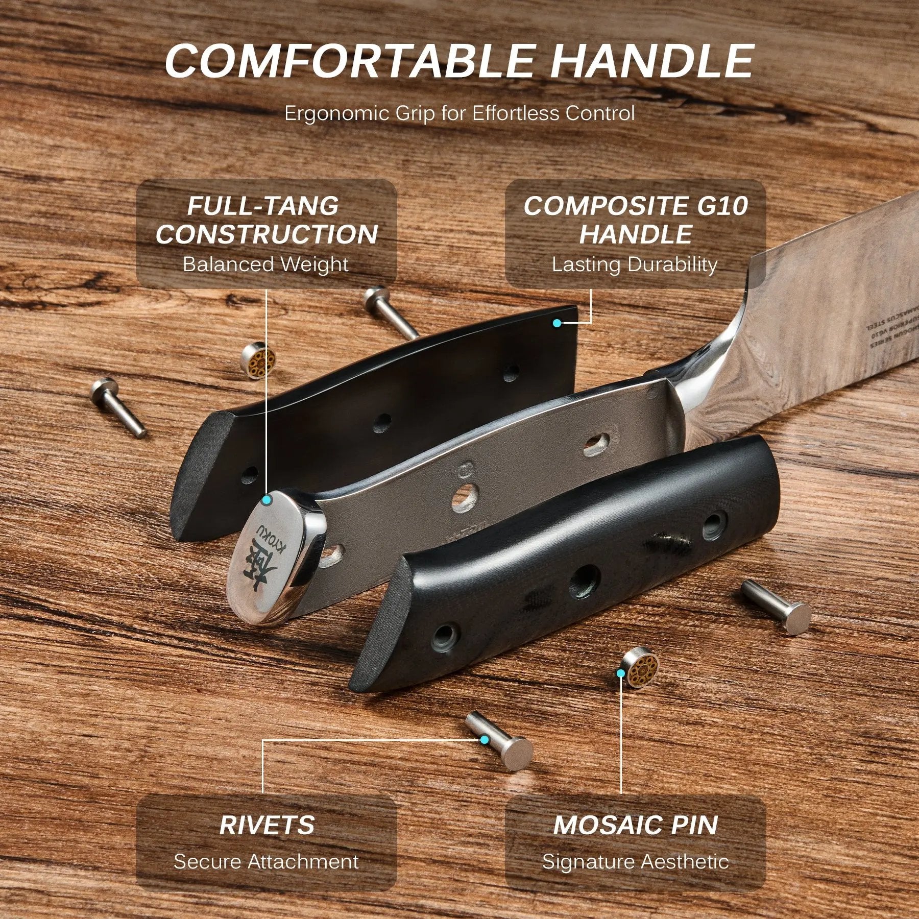 8.5" Kiritsuke Knife VG10 Damascus Steel | Shogun Series Kyoku Knives