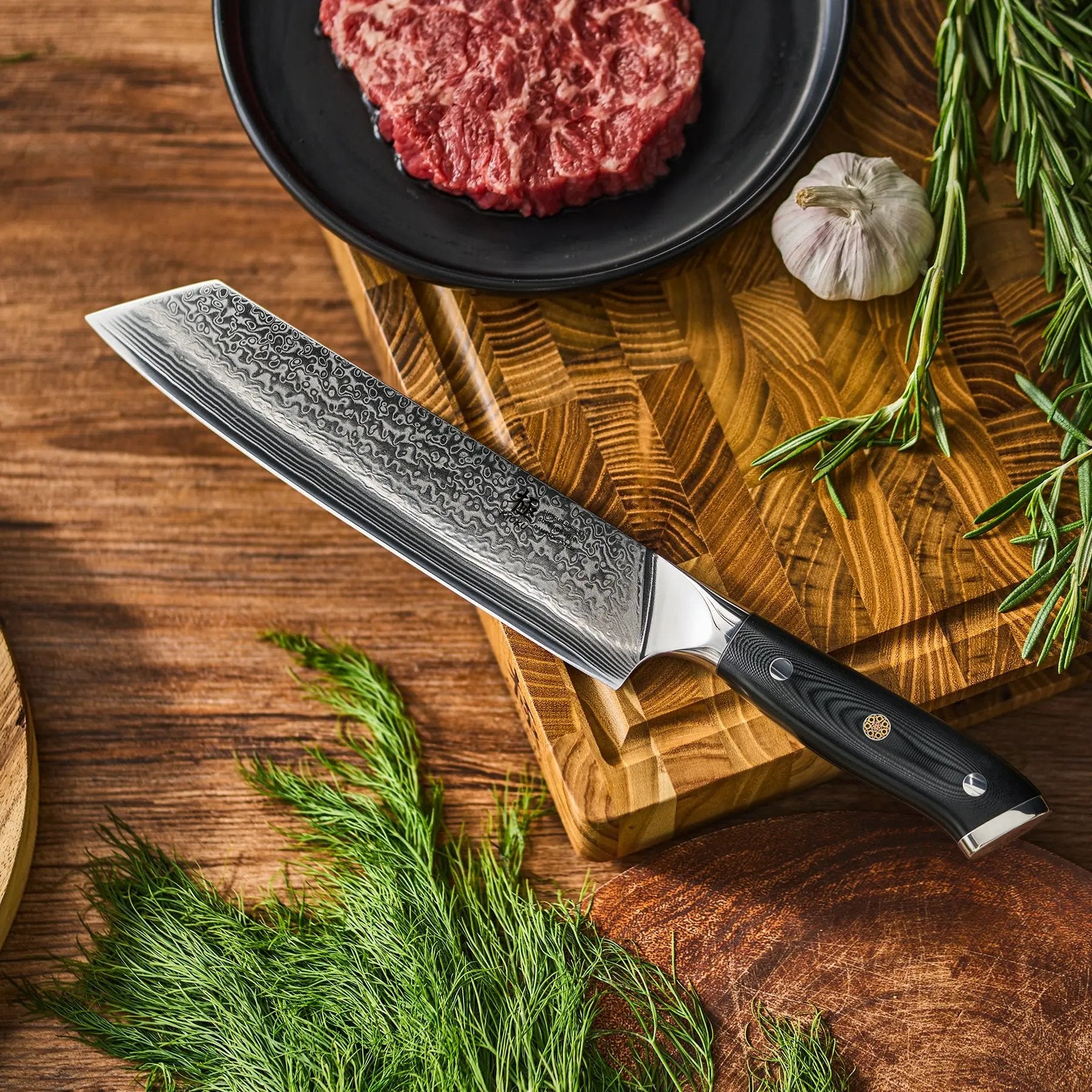 8.5" Kiritsuke Knife VG10 Damascus Steel | Shogun Series Kyoku Knives