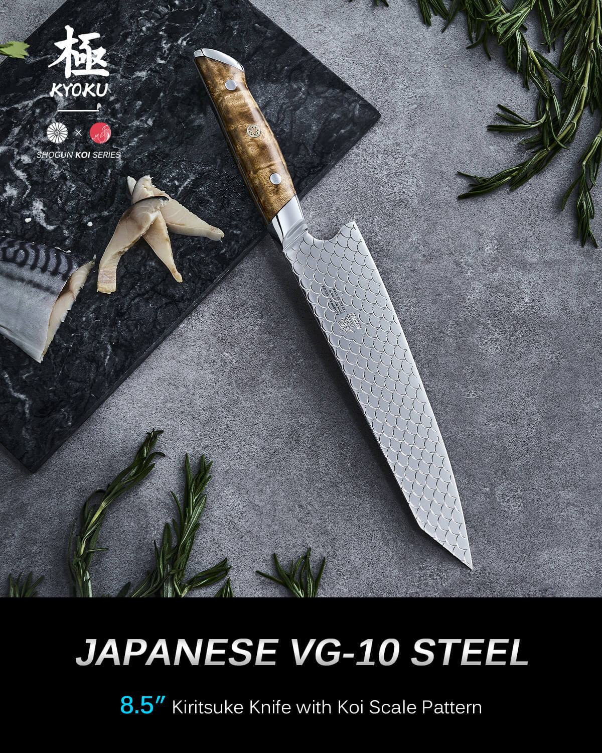 8.5" Kiritsuke Knife VG10 Steel For Gift | KOI Series