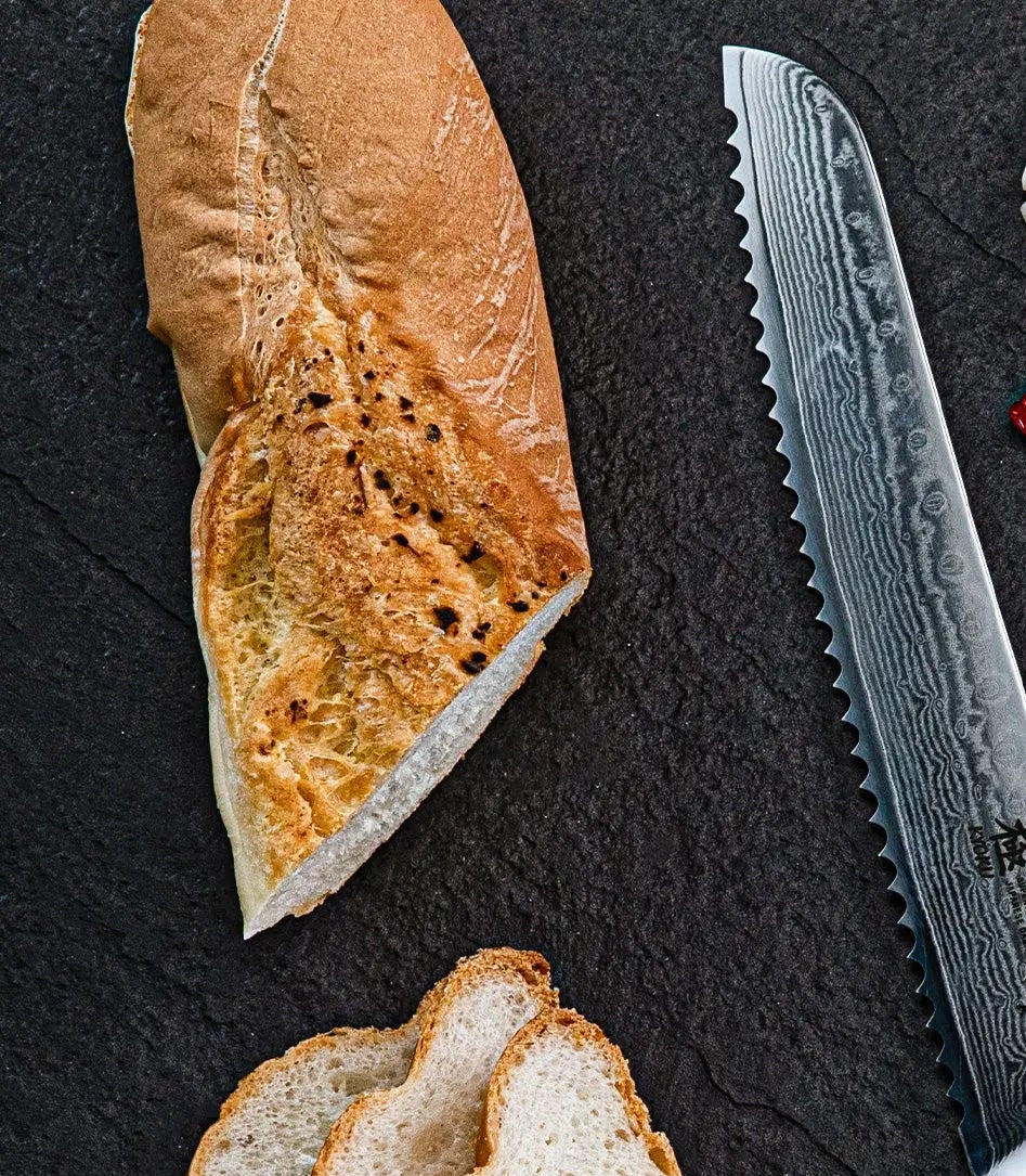 8" Bread Knife Damascus Steel | Shogun Series Kyoku Knives