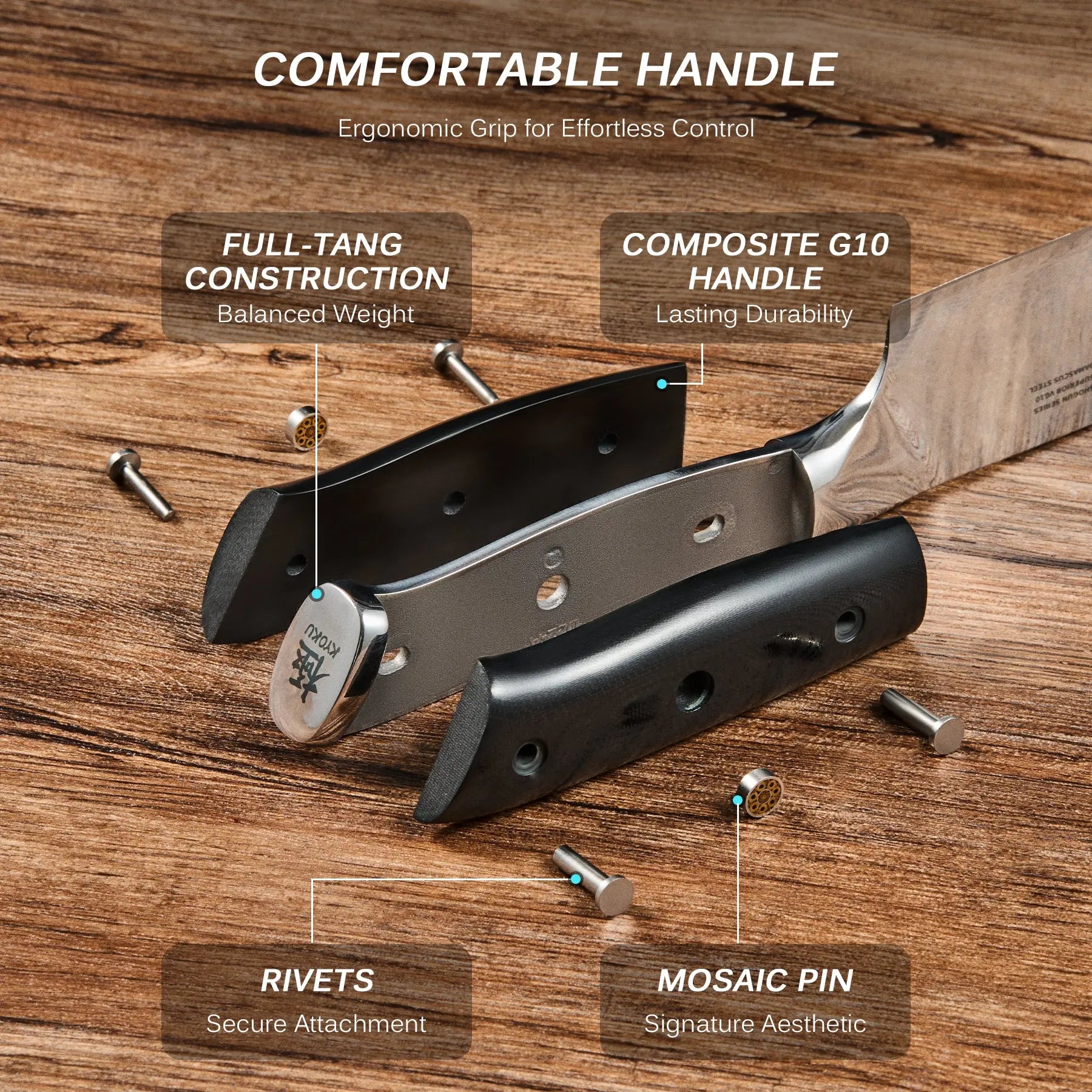 8" Gyuto Chef Knife VG10 Damascus Steel | Shogun Series Kyoku Knives