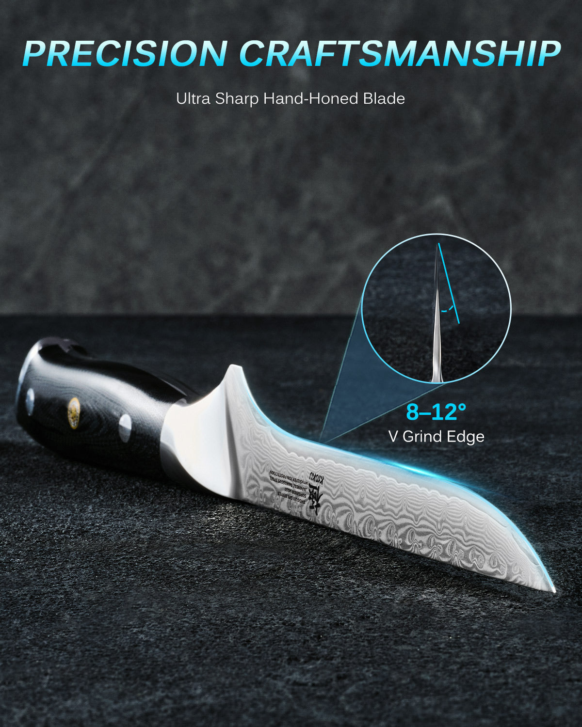 Japanese Boning Knife VG10 Damascus Steel Silver-ion Coating | Kyoku Knives