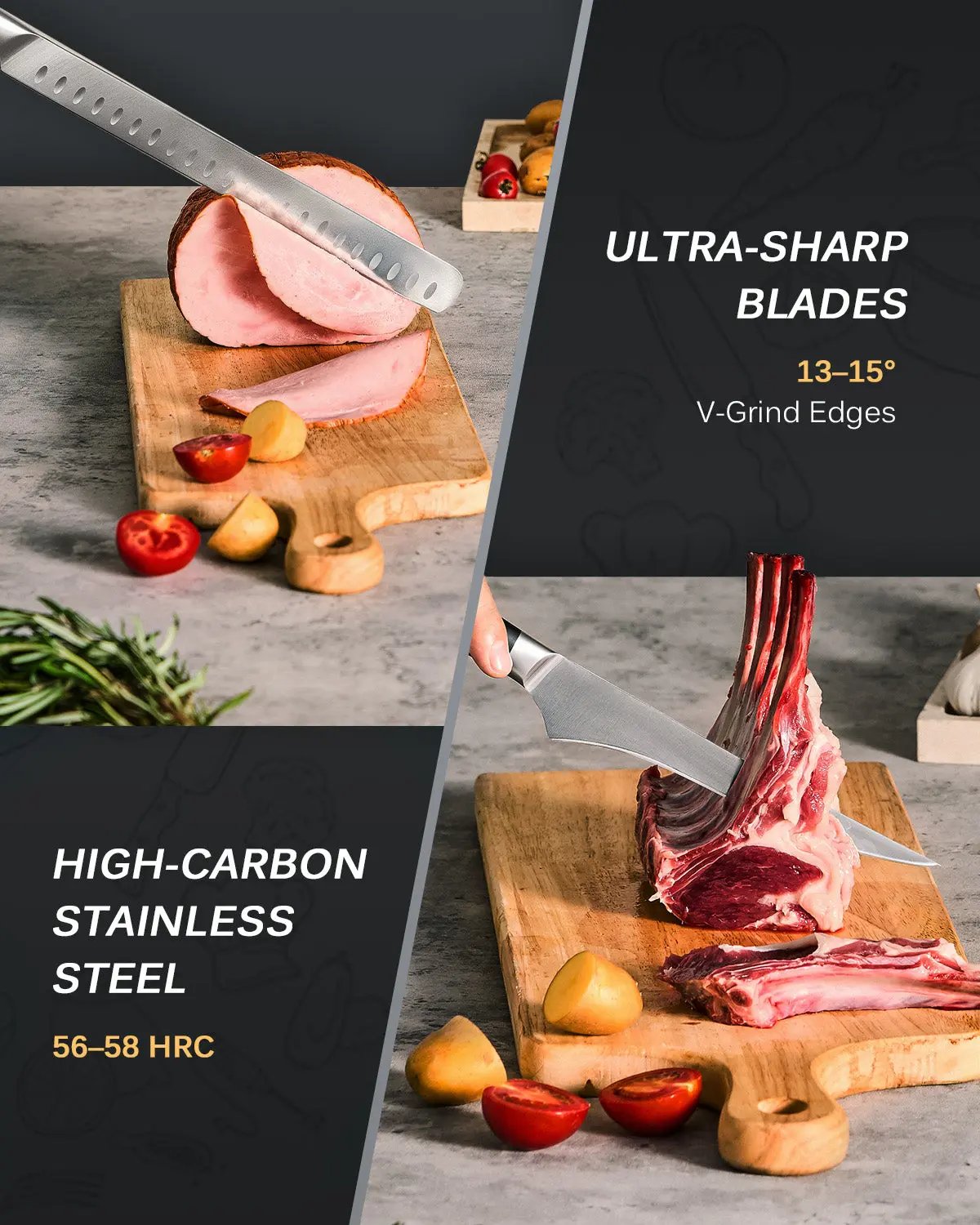 Boning + Slicing Knife Set | Samurai Series Kyoku Knives