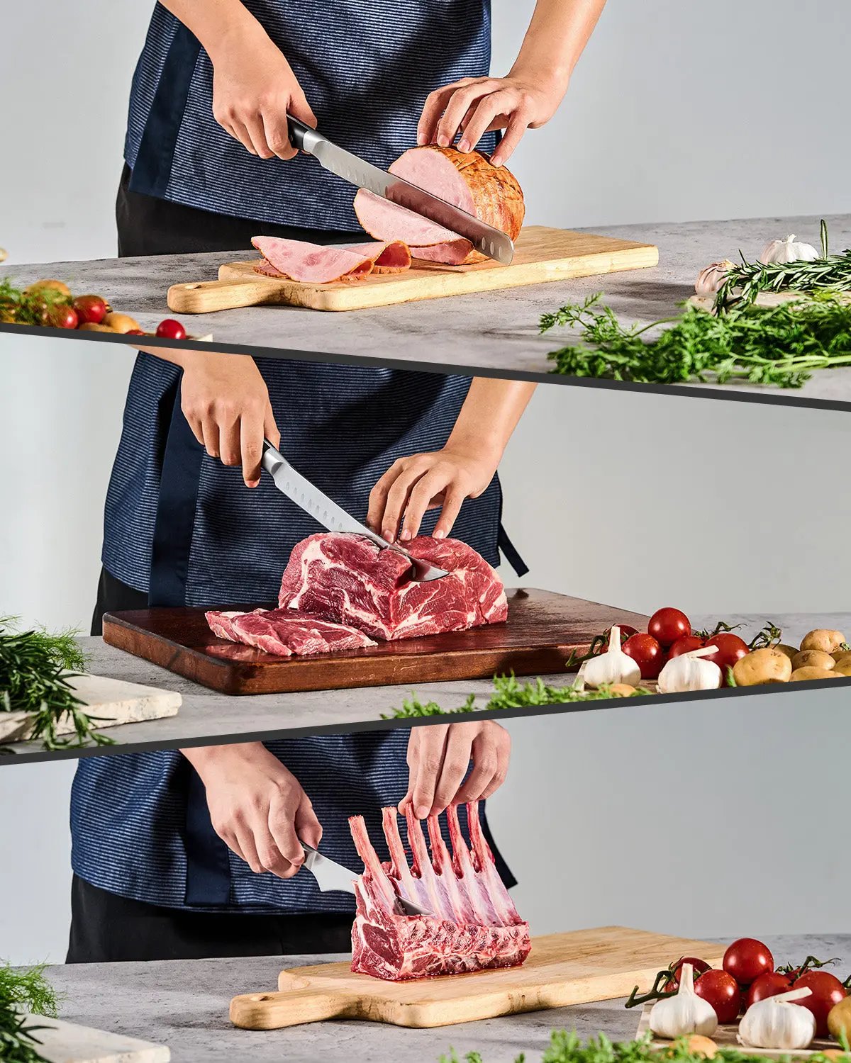 Boning + Slicing + Butcher Knife Set | Samurai Series Kyoku Knives