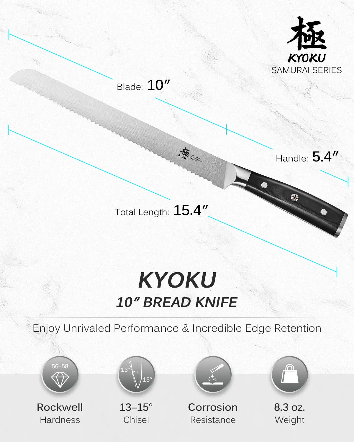 Bundle For Morning Prep, Bread Knife + Utility Knife| Samurai Series Kyoku Knives