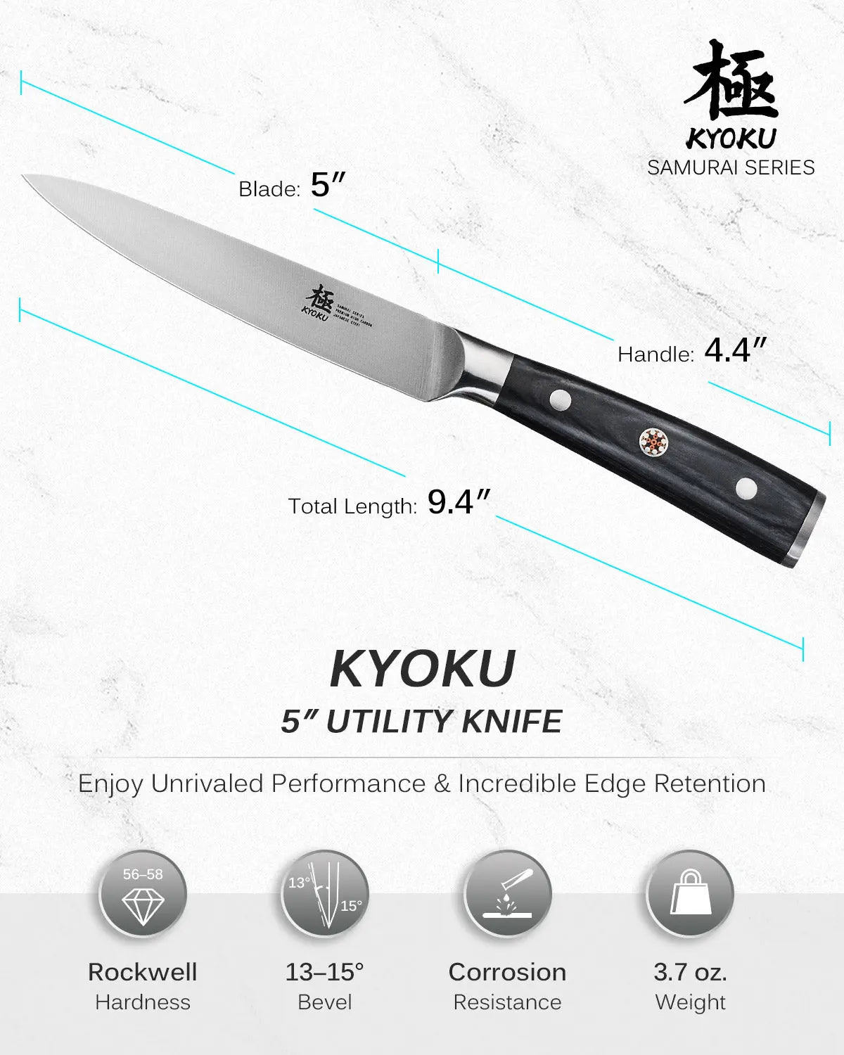 Bundle For Morning Prep, Bread Knife + Utility Knife| Samurai Series Kyoku Knives