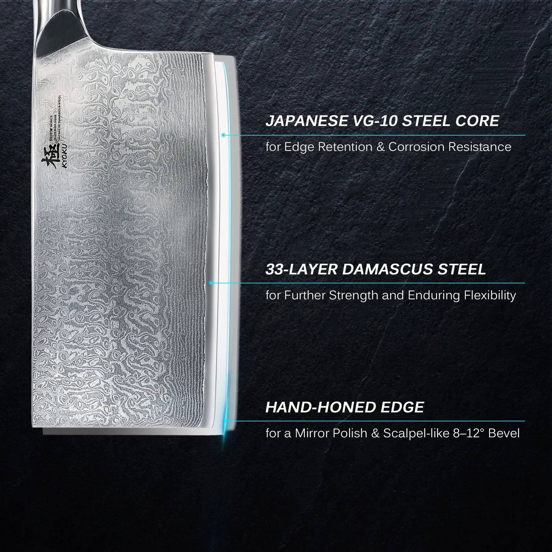 Sharpener's Bundle: Cleaver Knife + Whetstone| Shogun Series Kyoku Knives