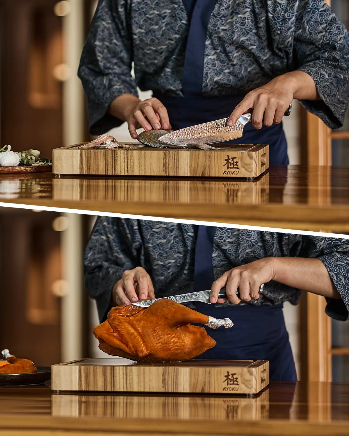 Chef + Boning Knife Set | Gin Series Kyoku Knives