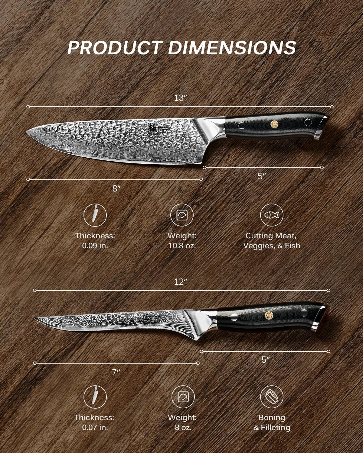 Chef + Boning Knife Set | Gin Series Kyoku Knives