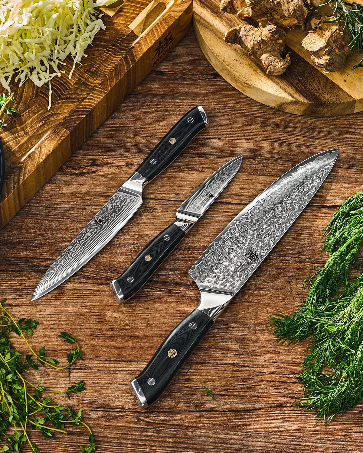 Chef + Utility + Paring Knife Set | Shogun Series Kyoku Knives