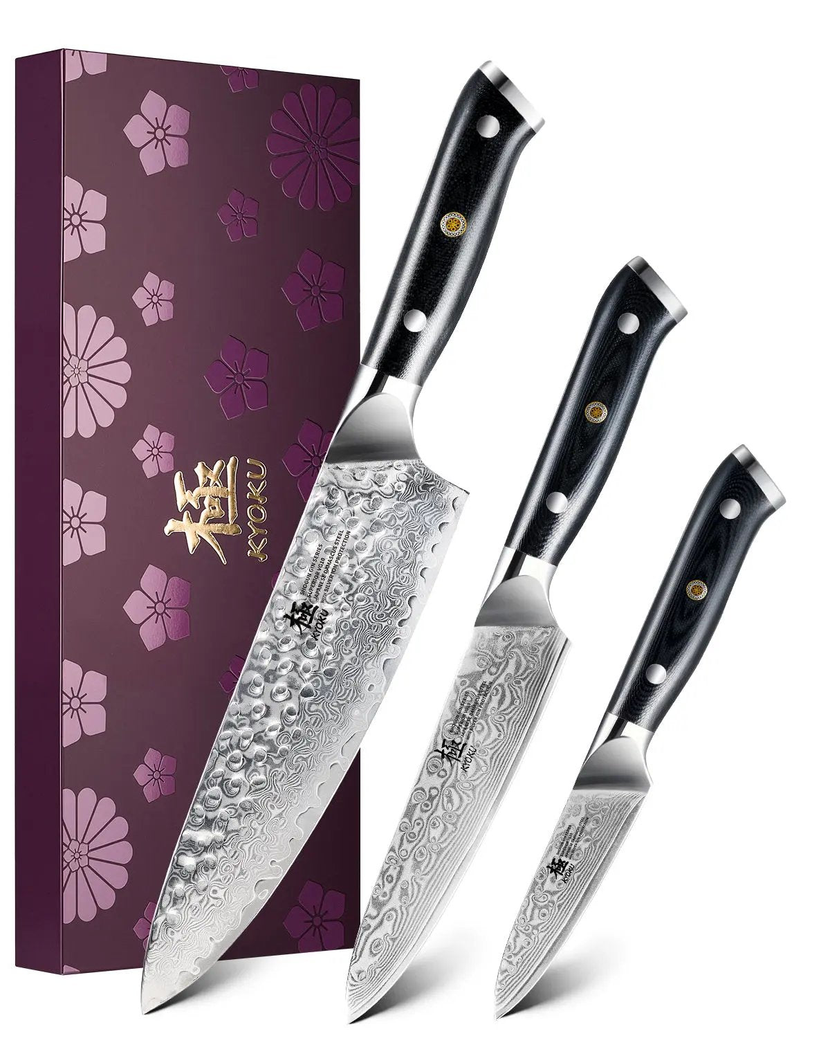 Chef + Utility + Paring Knife Set | Shogun Series Kyoku Knives