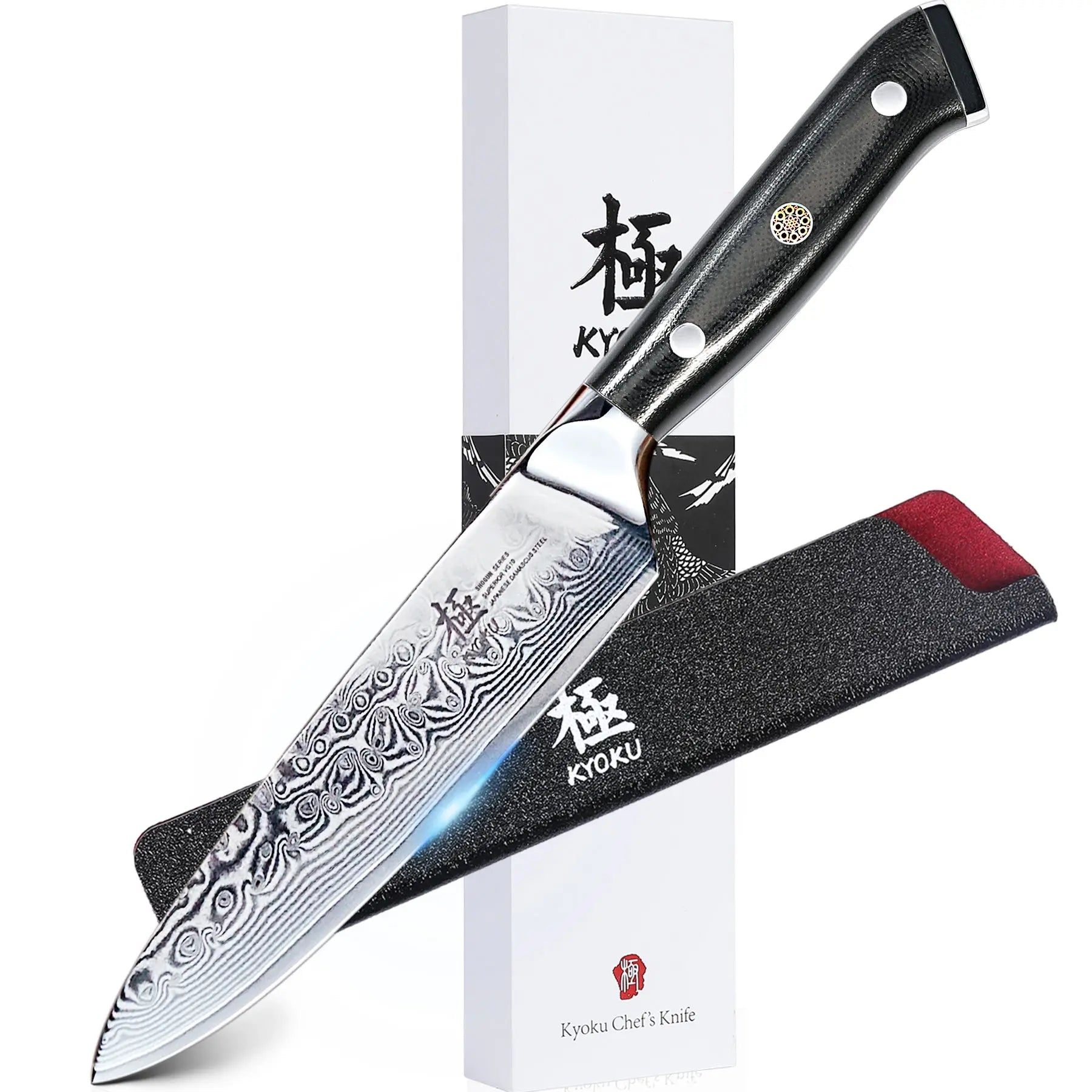 Japanese Utility Knives Damascus Steel | Gin Series Kyoku Knives