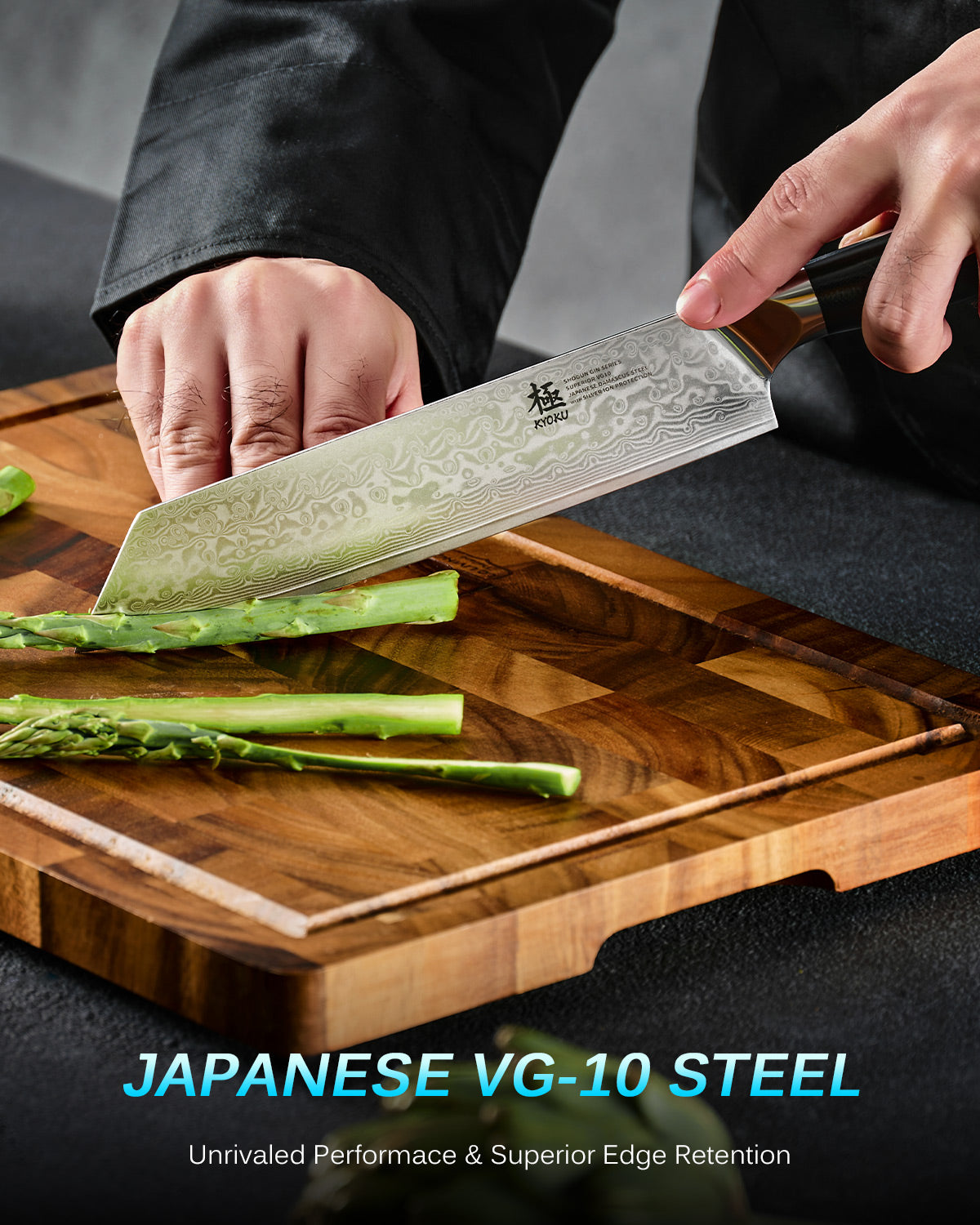 KYOKU 8 Chef Knife, Samurai Series Meat Cutting Knife with Pakkawood  Handle & Mosaic Pin, Japanese High Carbon Steel Knife, Full Tang Cutting