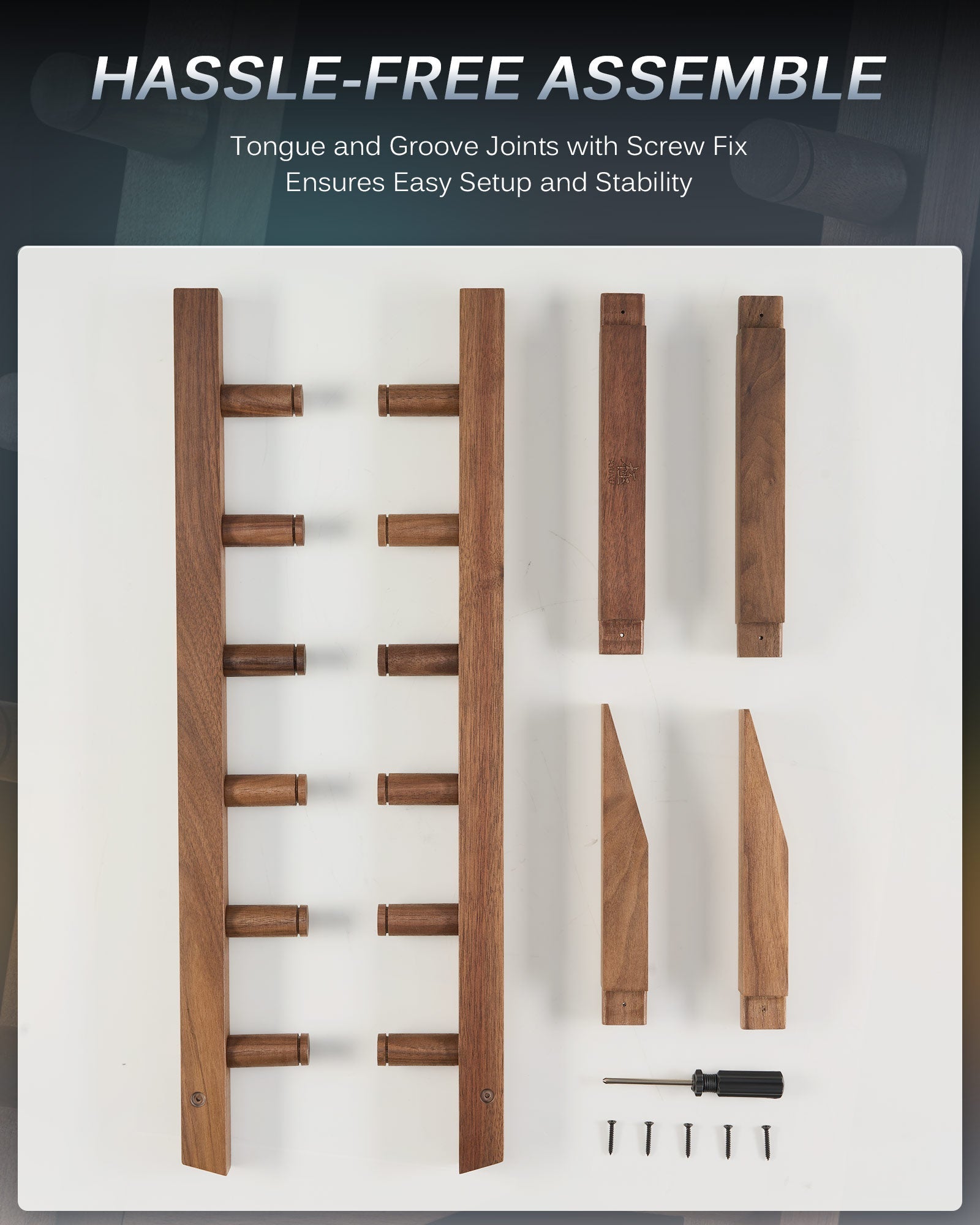 6 Layer Natural Wood Knife Display Stand