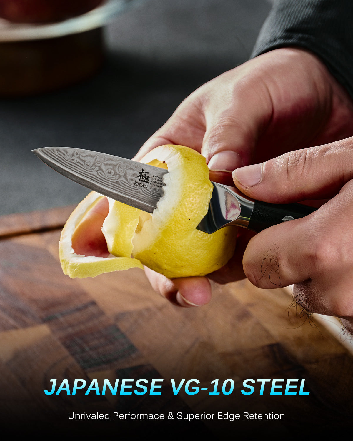 Syosaku Japanese Paring Knife Damascus VG-10 16 Layer Mahogany Handle, 3-Inch (80mm)