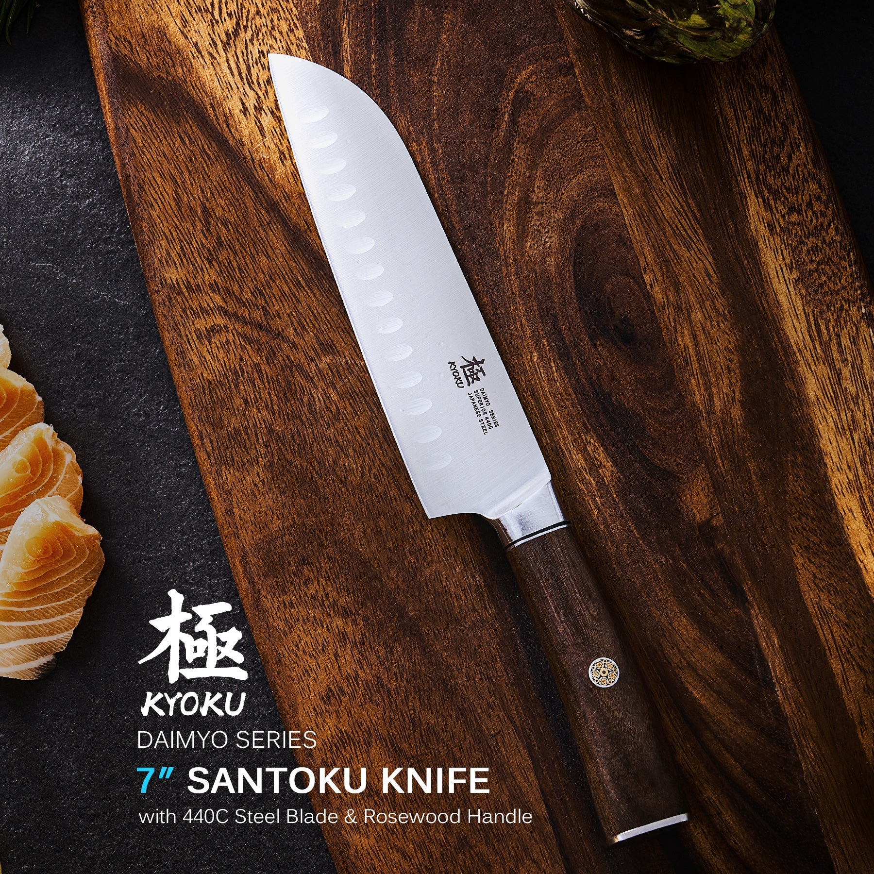 Japanese Santoku Knives 440C Steel | Daimyo Series | Kyoku Knives