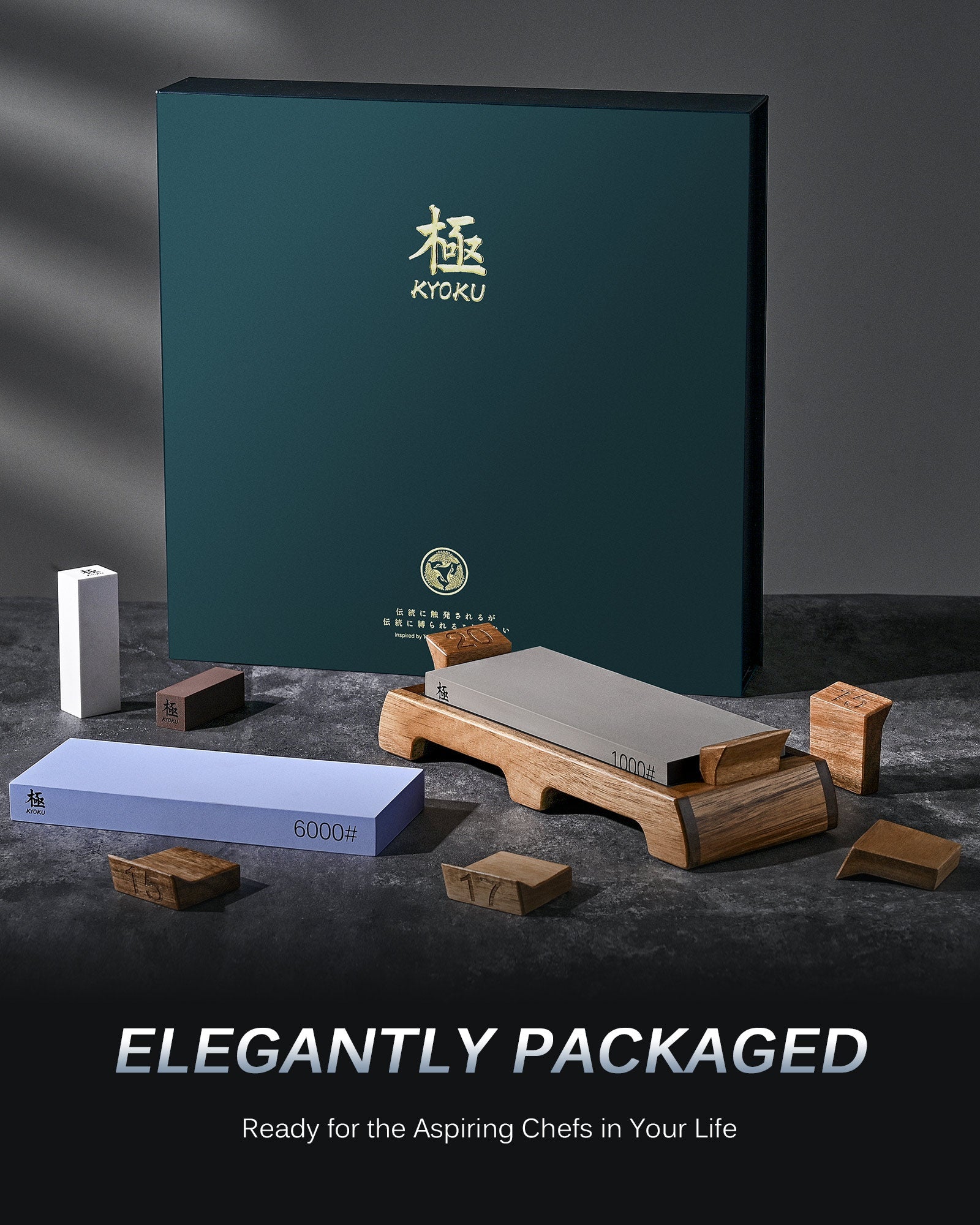 Sharpening Whetstone Kit with Wood Base