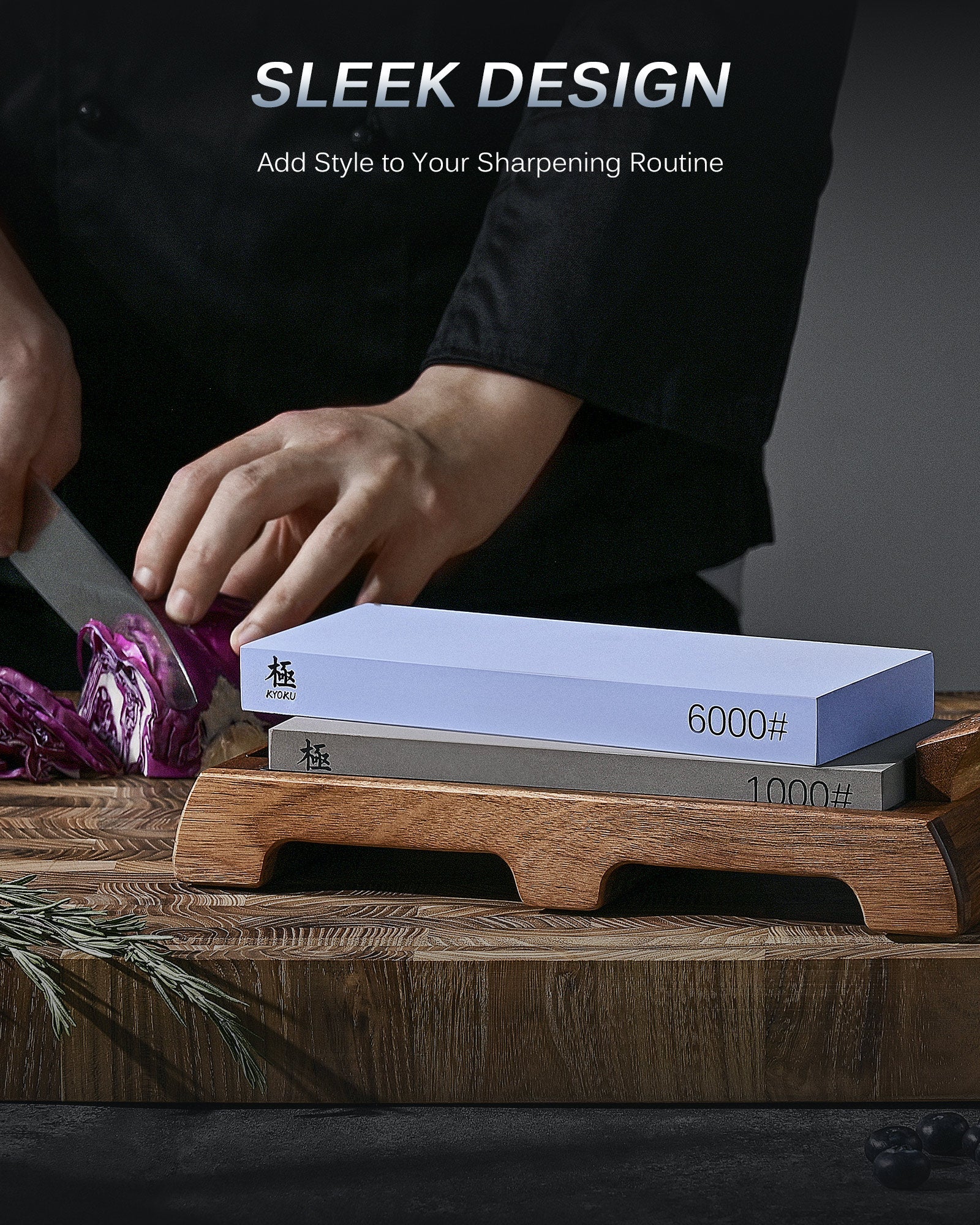 Sharpening Whetstone Kit with Wood Base